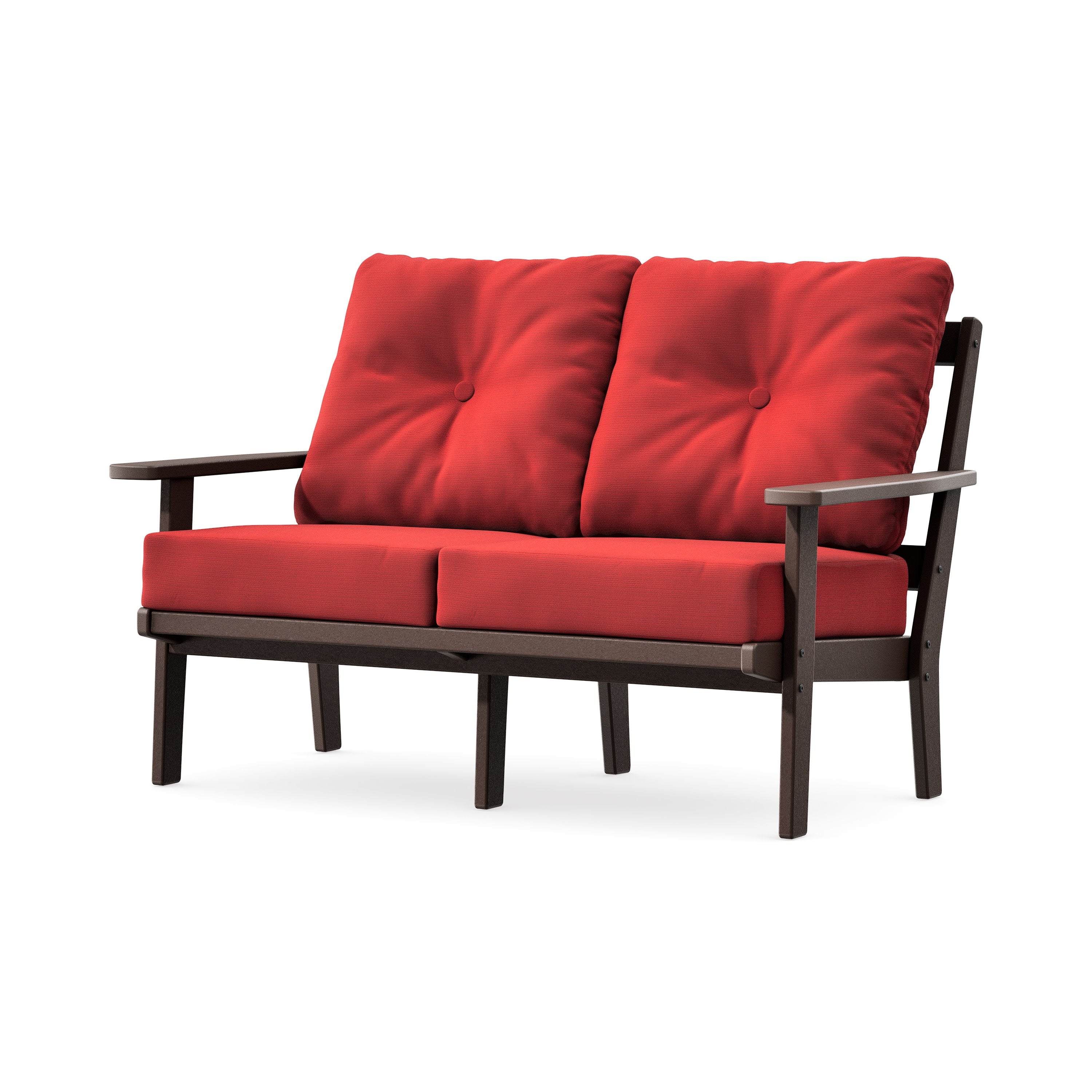 Prairie Deep SeatingLoveseat in Mahogany / Crimson Linen