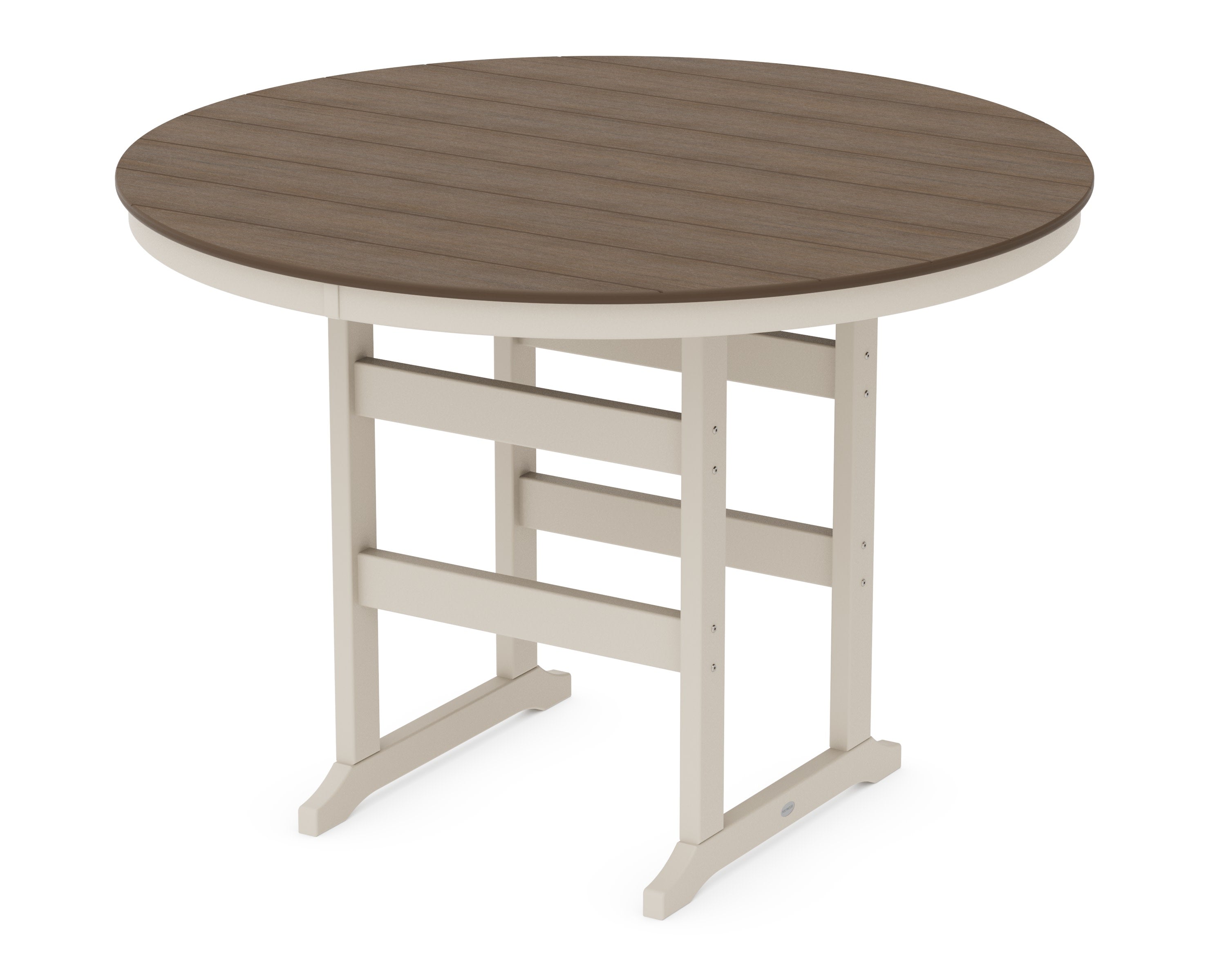 60" Round Farmhouse Bar Table in Sand / Kona