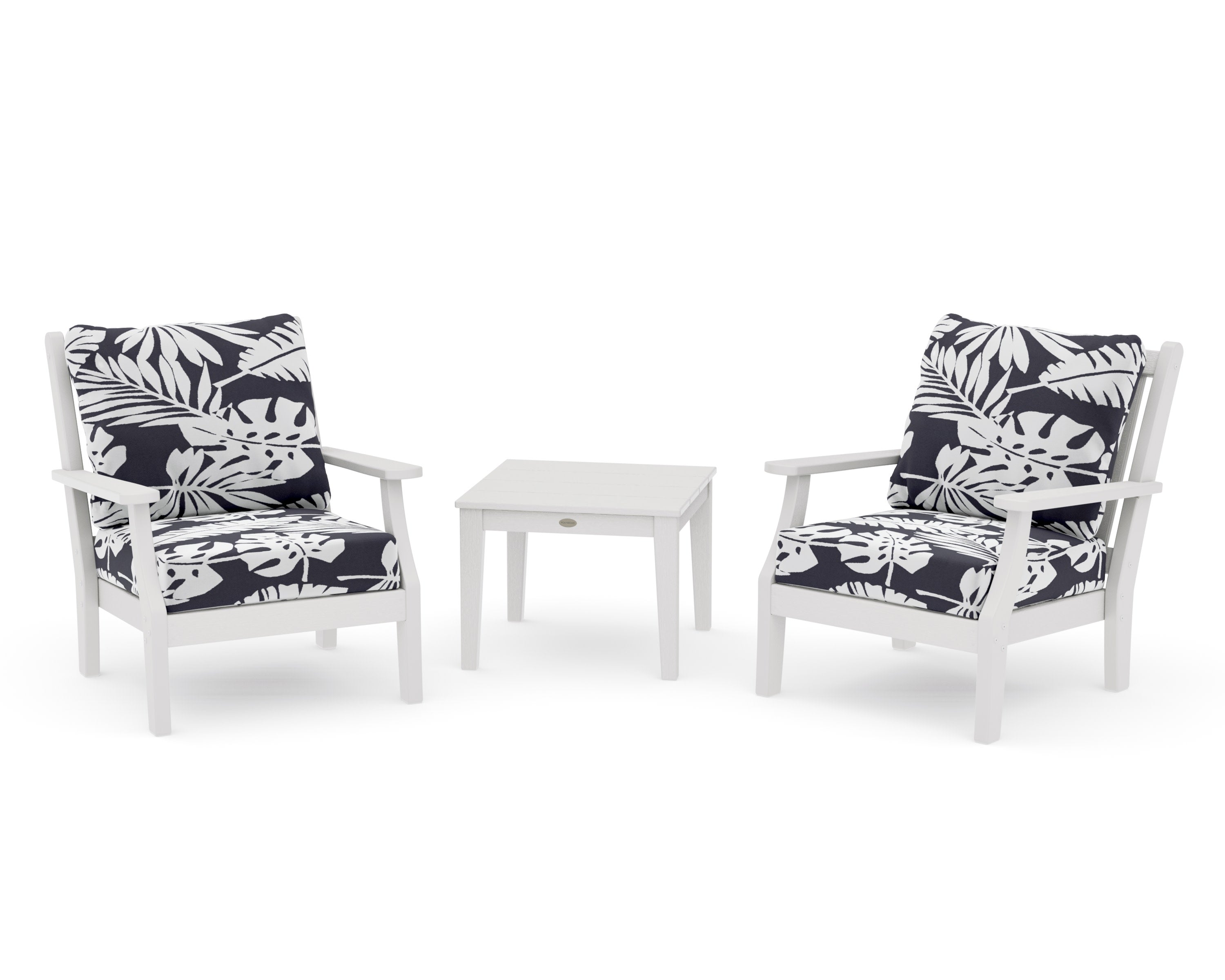 Wovendale 3-Piece Deep Seating Set in Vintage White / Leaf Navy