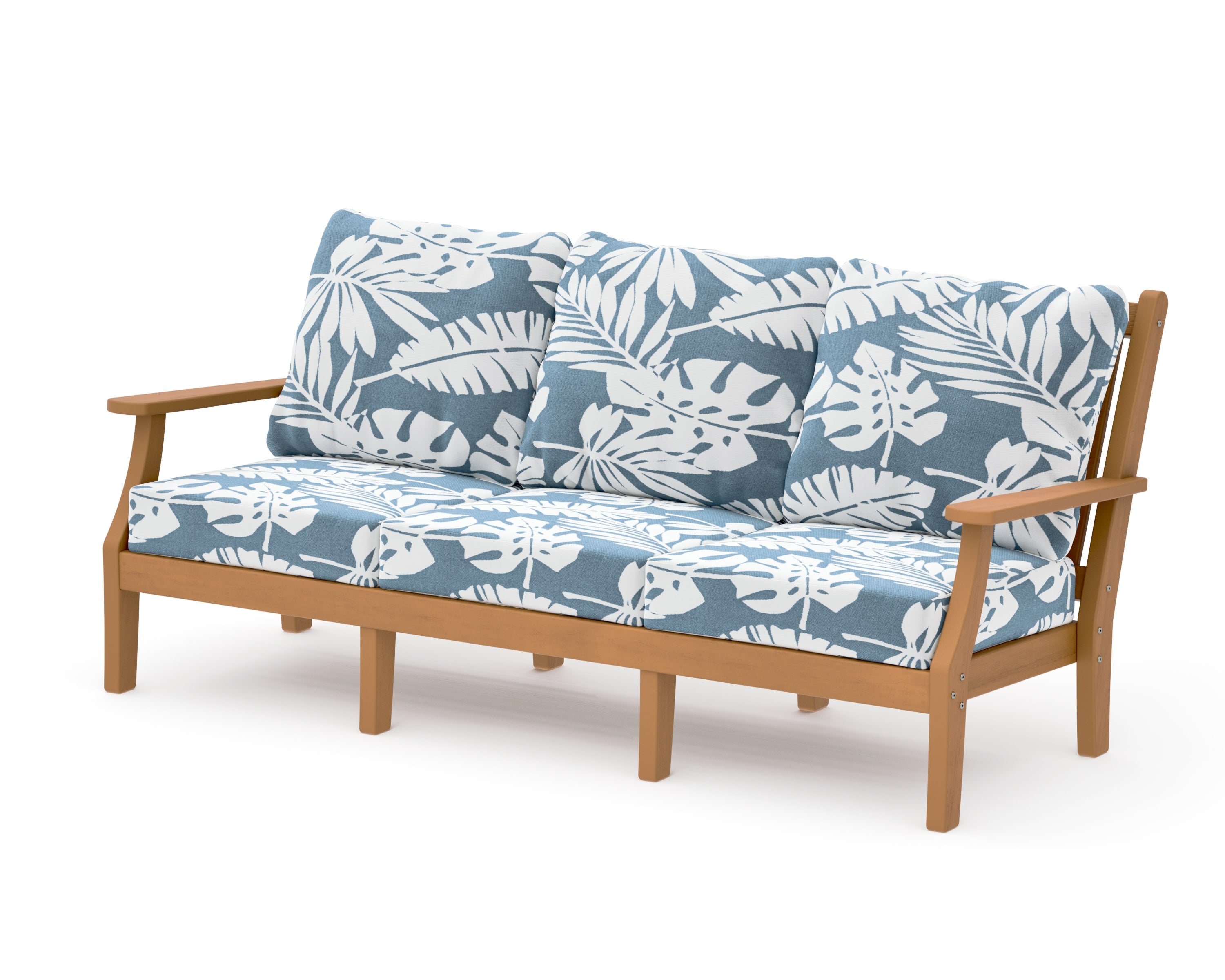 Wovendale Deep Seating Sofa in Natural / Leaf Sky Blue