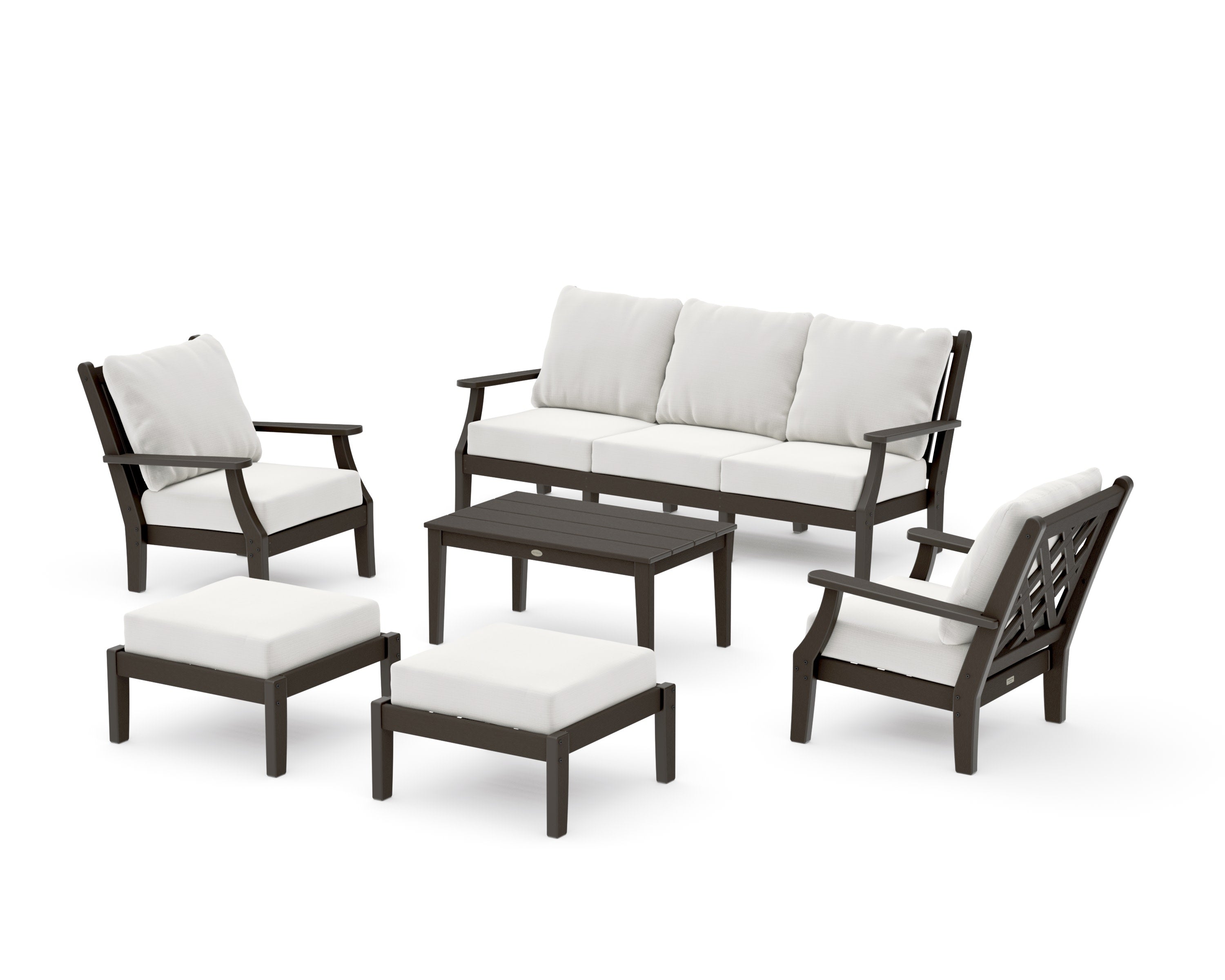 Wovendale 6-Piece Lounge Sofa Set in Vintage Coffee / Natural Linen