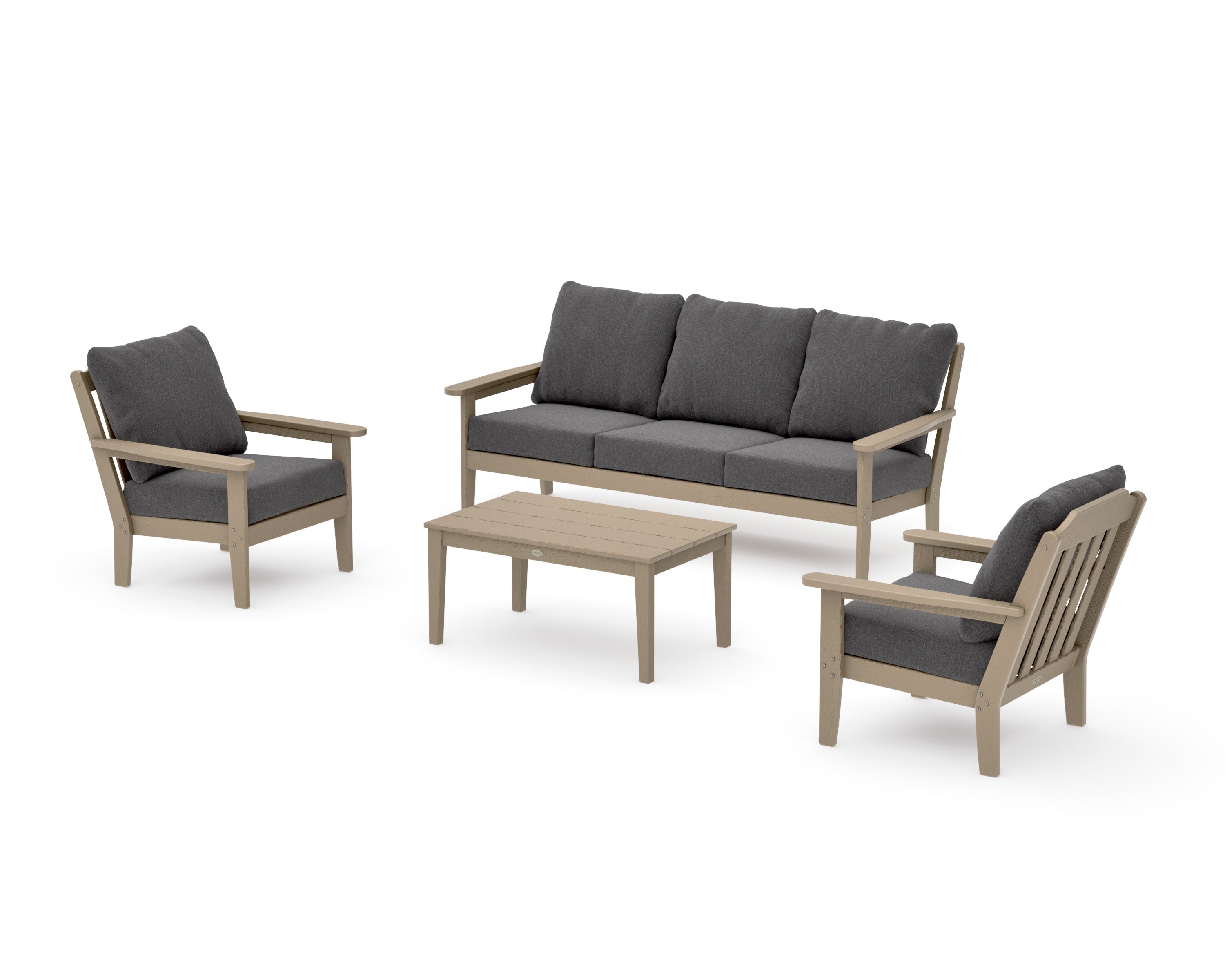 Cottage 4-Piece Deep Seating Set with Sofa in Vintage Sahara / Ash Charcoal