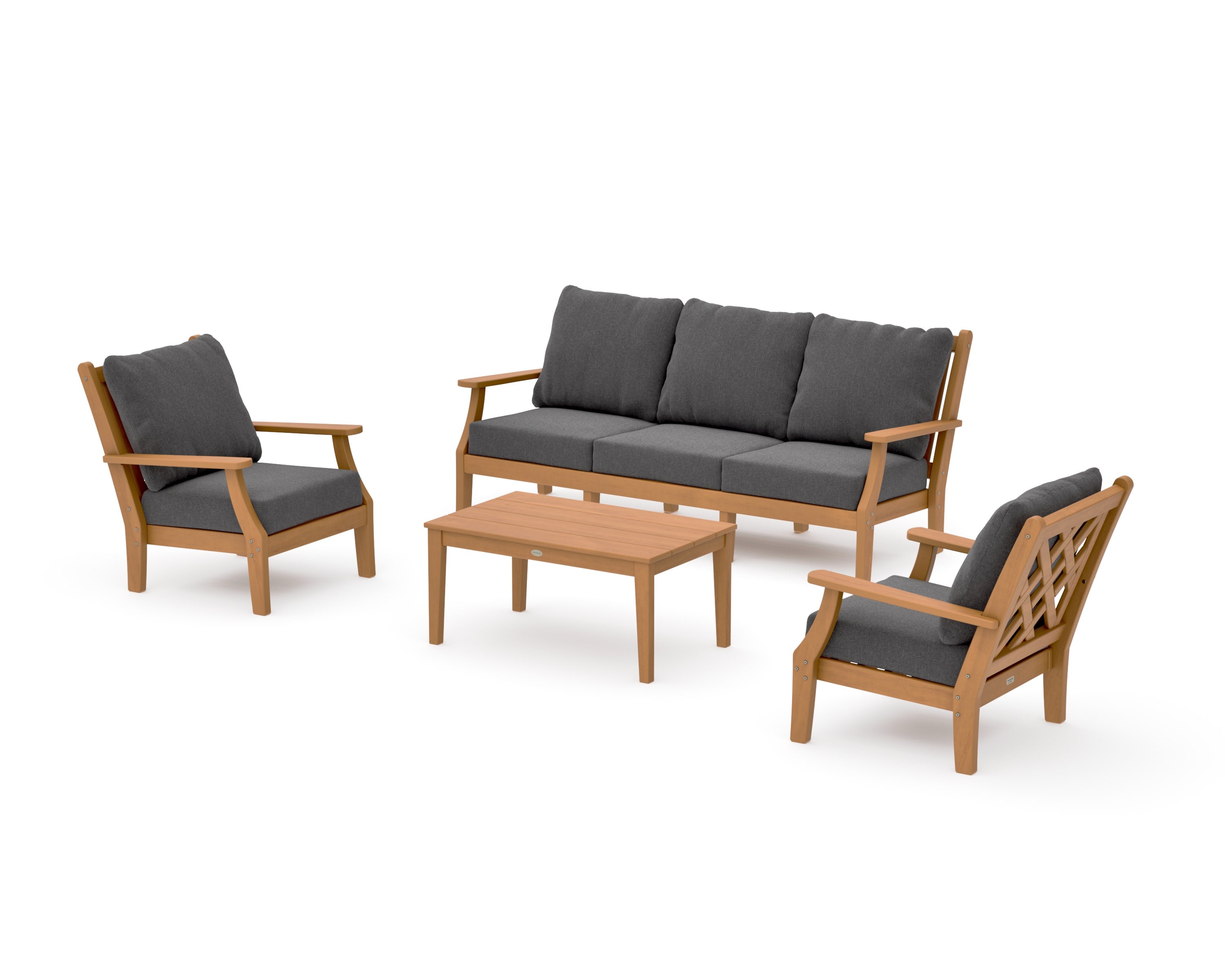 Wovendale 4-Piece Deep Seating Set with Sofa in Natural / Ash Charcoal