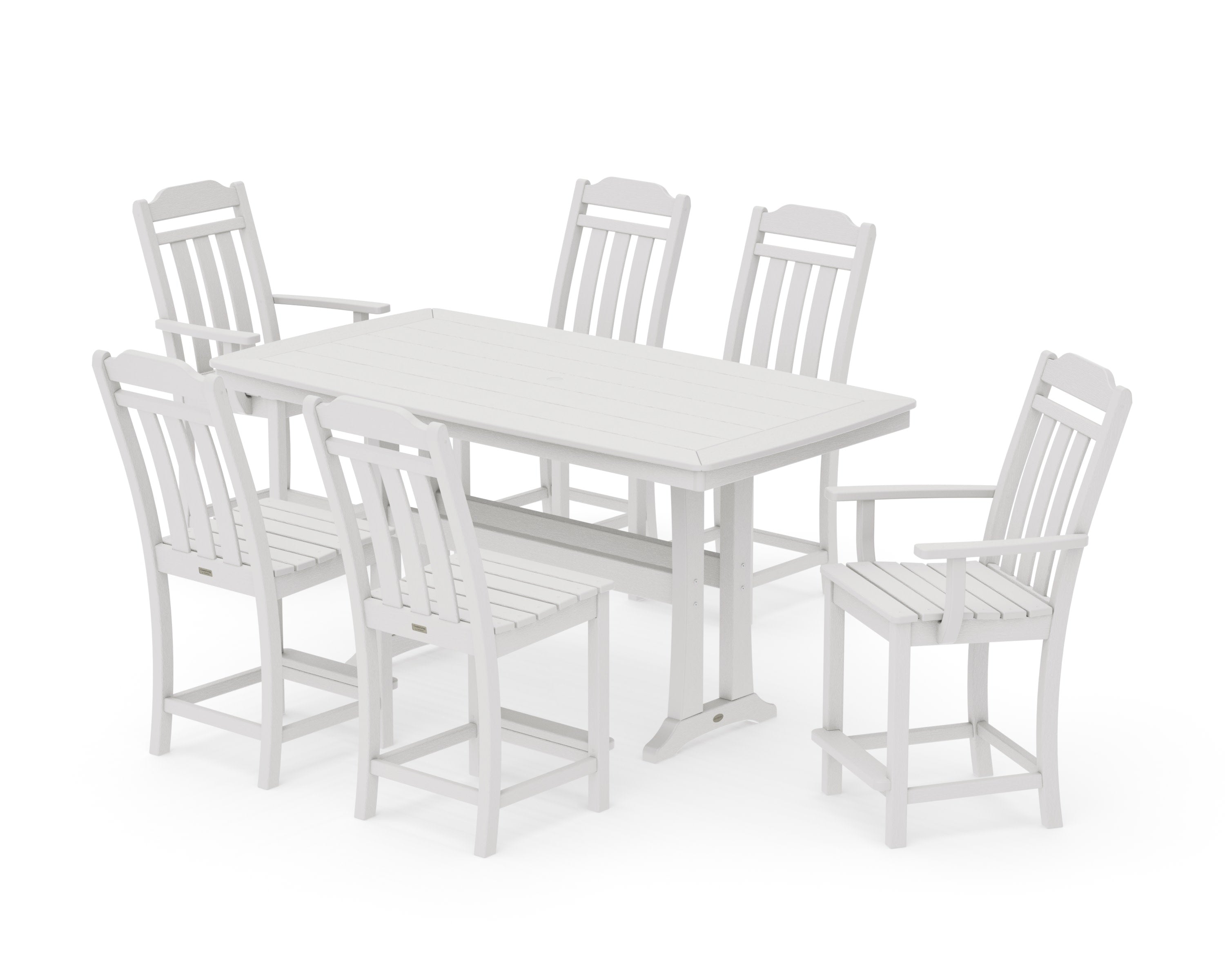 Cottage 7-Piece Counter Set with Trestle Legs in Vintage White