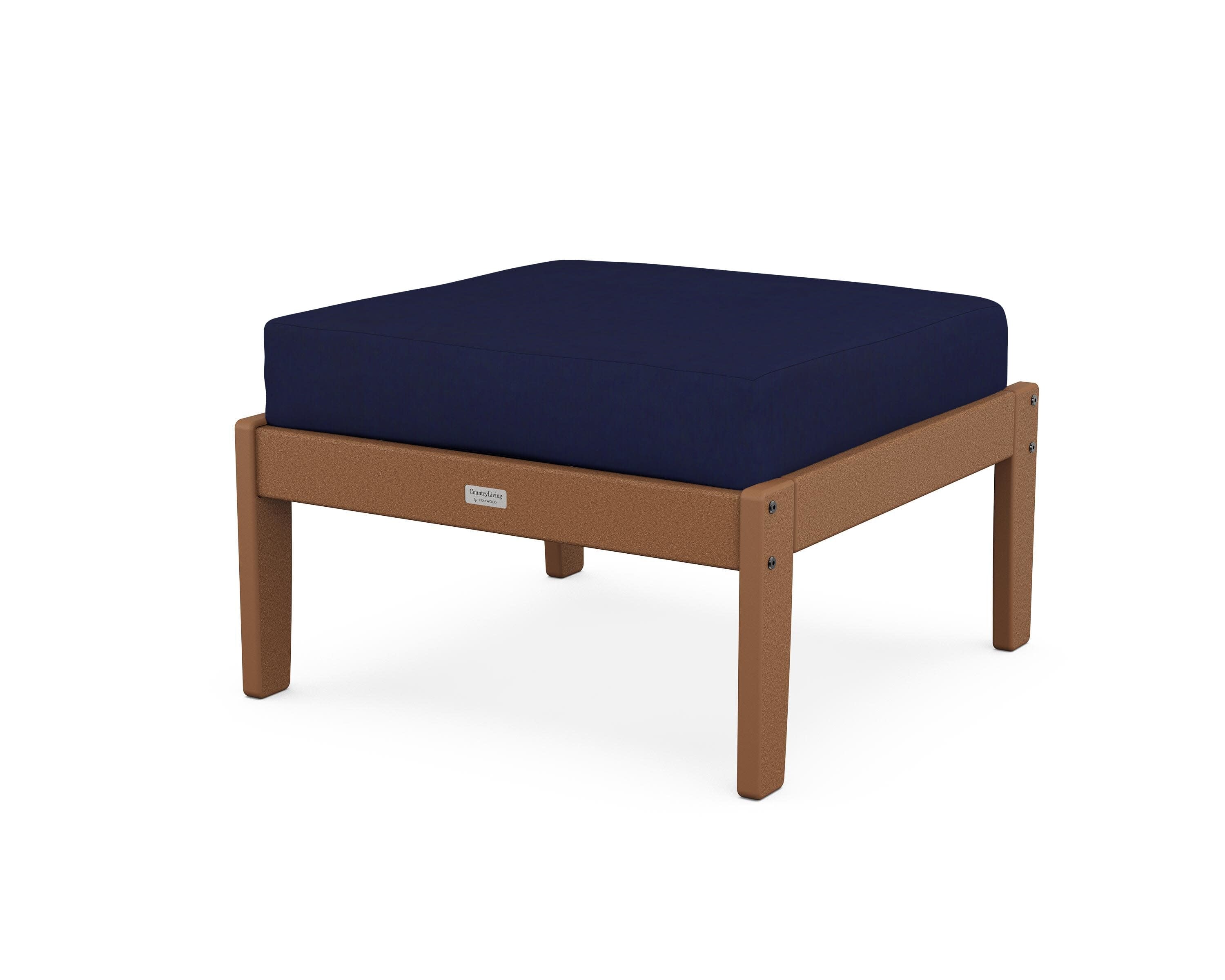 Cottage Deep Seating Ottoman in Teak / Navy