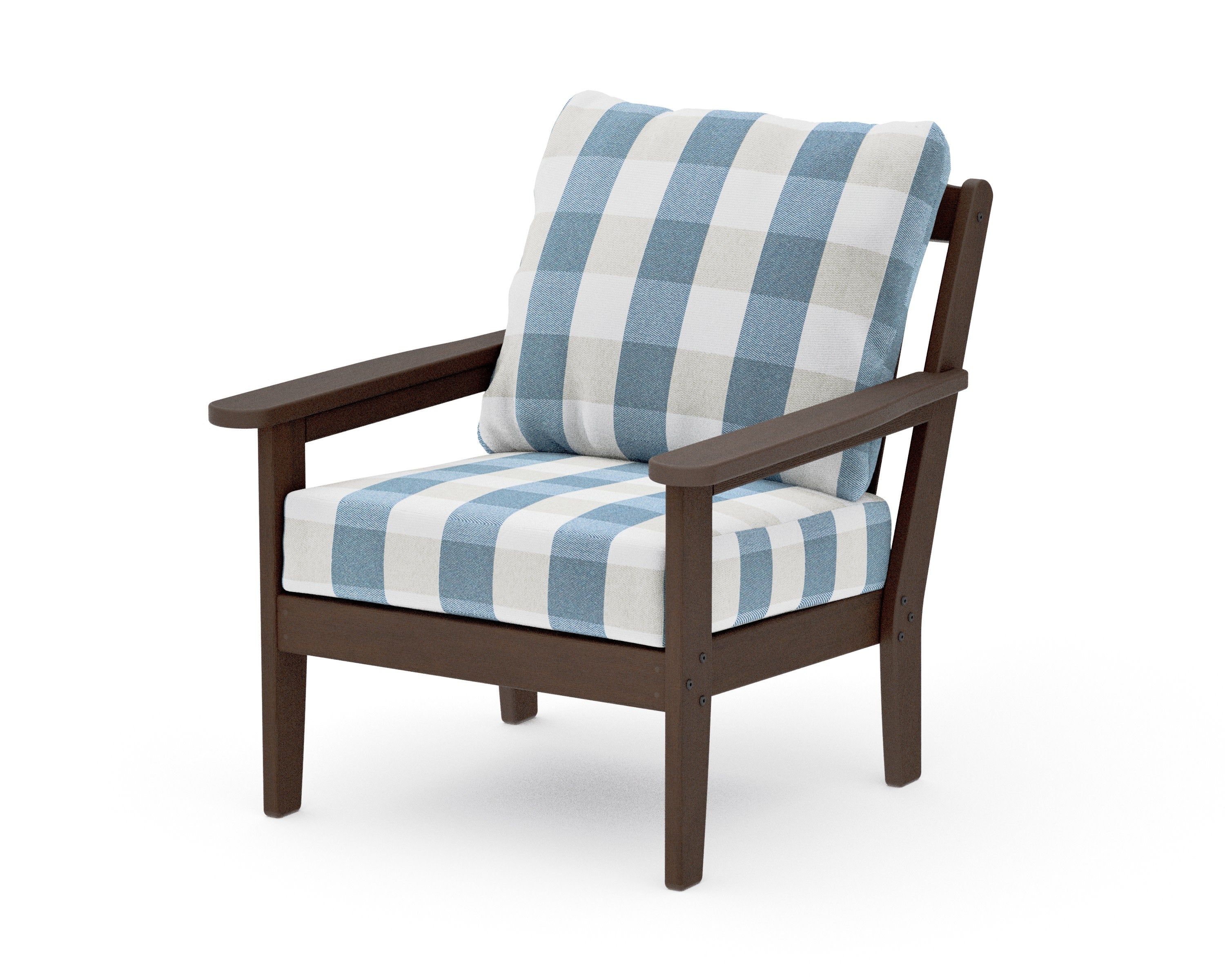 Cottage Deep Seating Chair in Kona / Buffalo Plaid Sky Blue