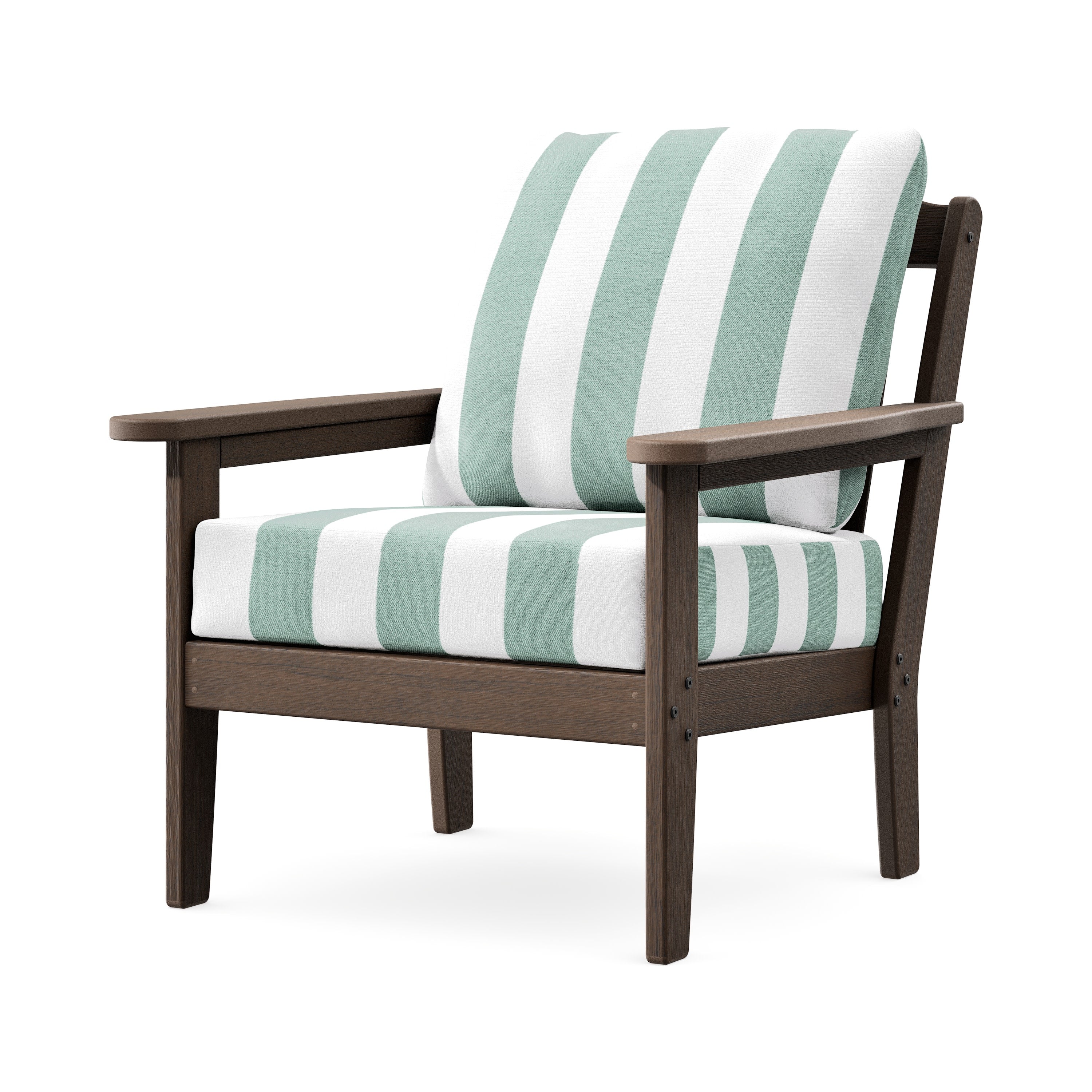 Cottage Deep Seating Chair in Kona / Cabana Stripe Glacier Spa