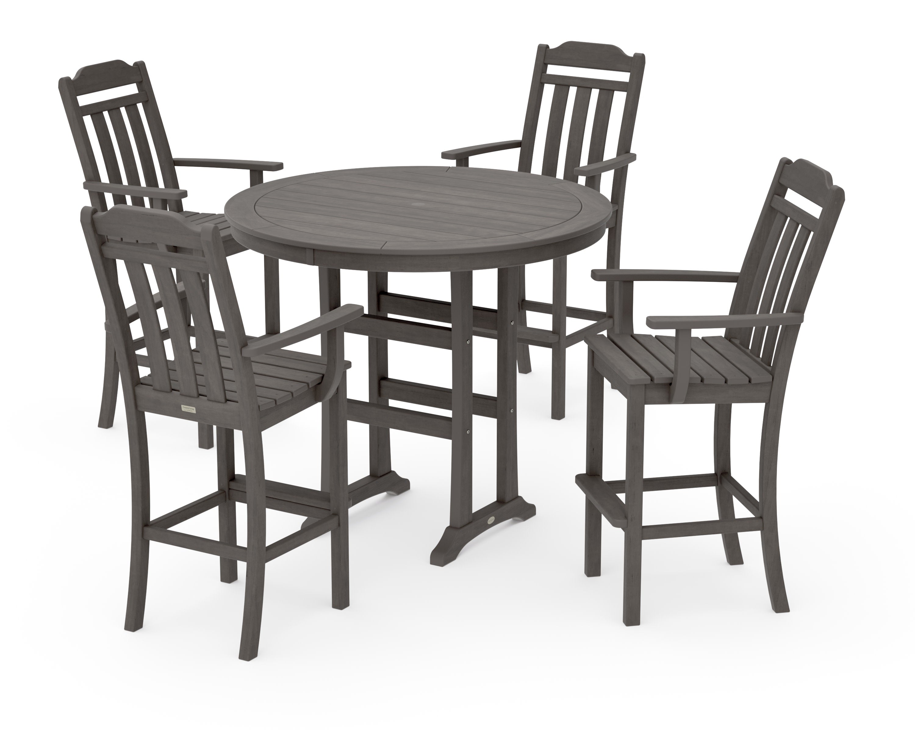 Cottage 5-Piece Round Bar Set in Driftwood