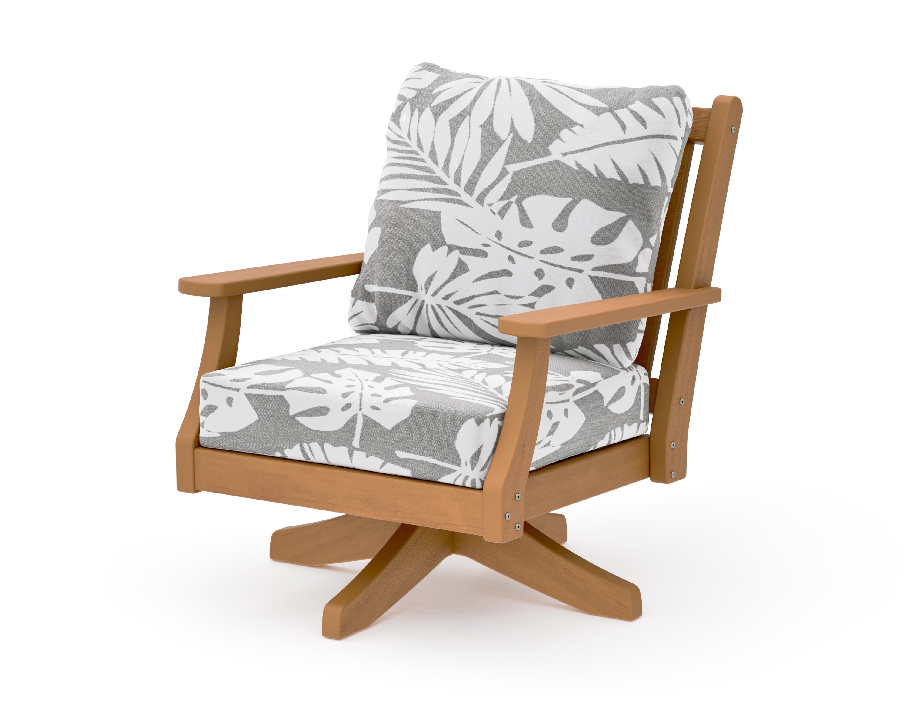 Wovendale Deep Seating Swivel Chair in Natural / Leaf Grey Mist