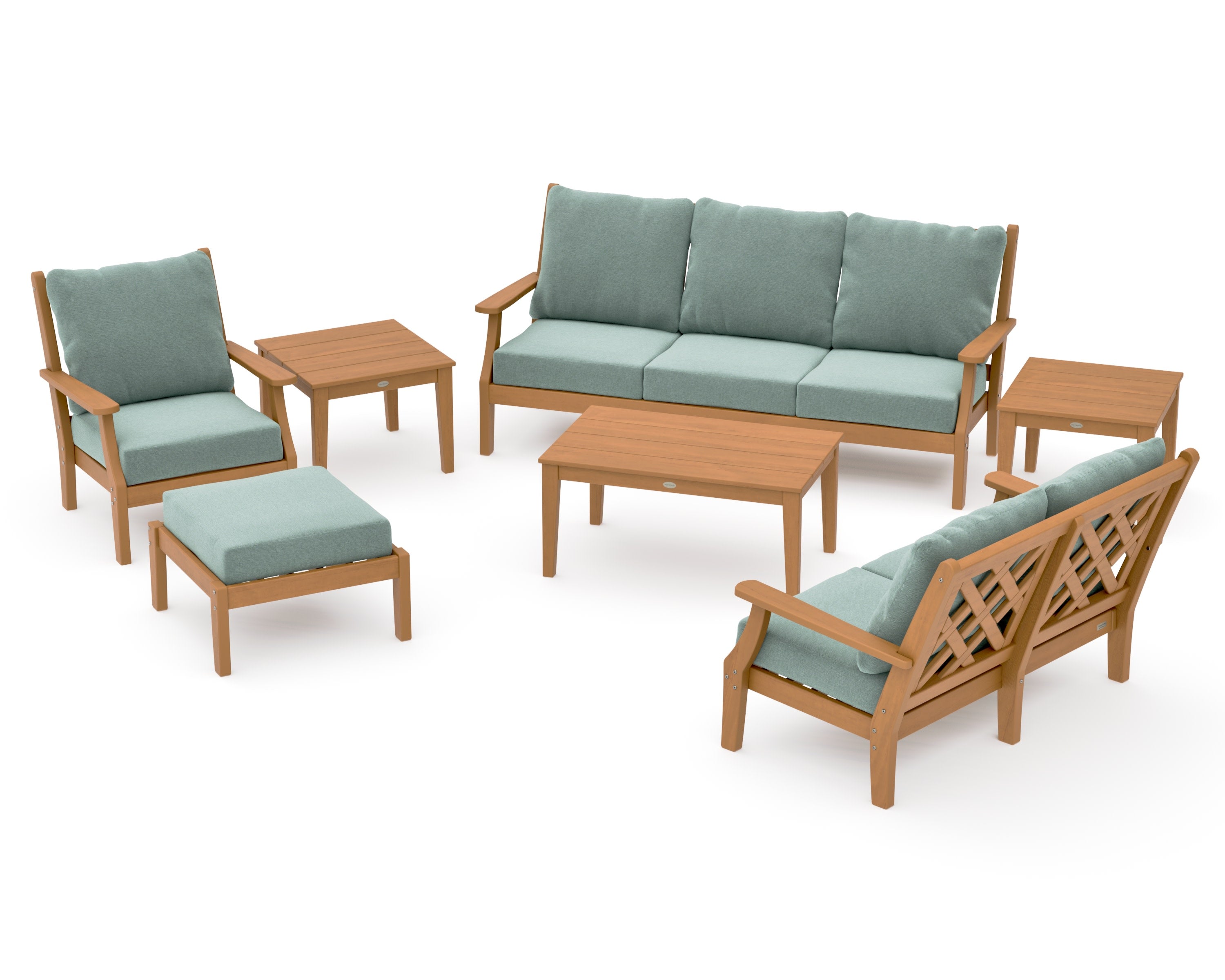 Wovendale 7-Piece Deep Seating Set in Natural / Glacier Spa