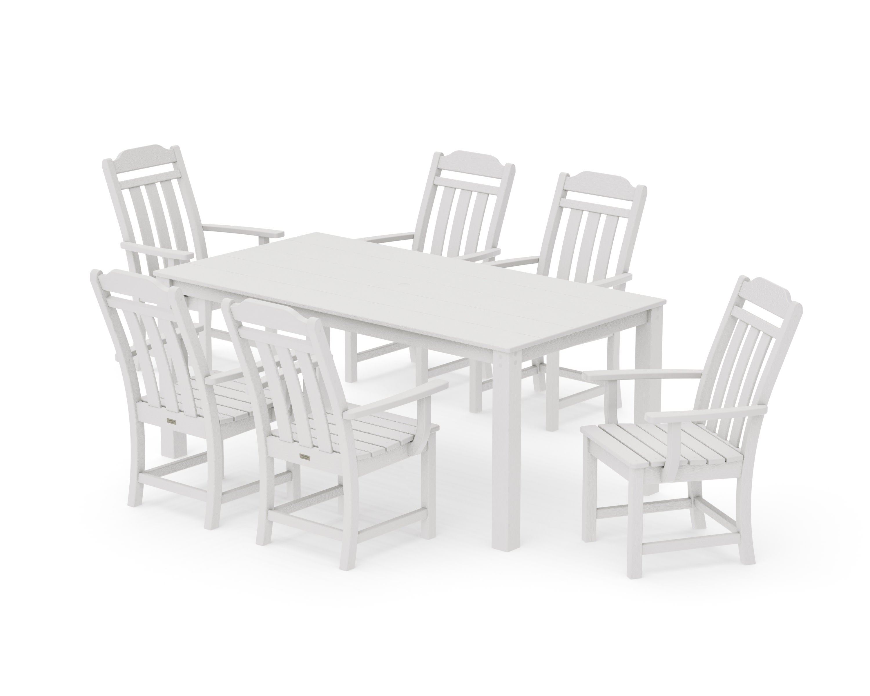 Cottage Arm Chair 7-Piece Parsons Dining Set in Vintage White