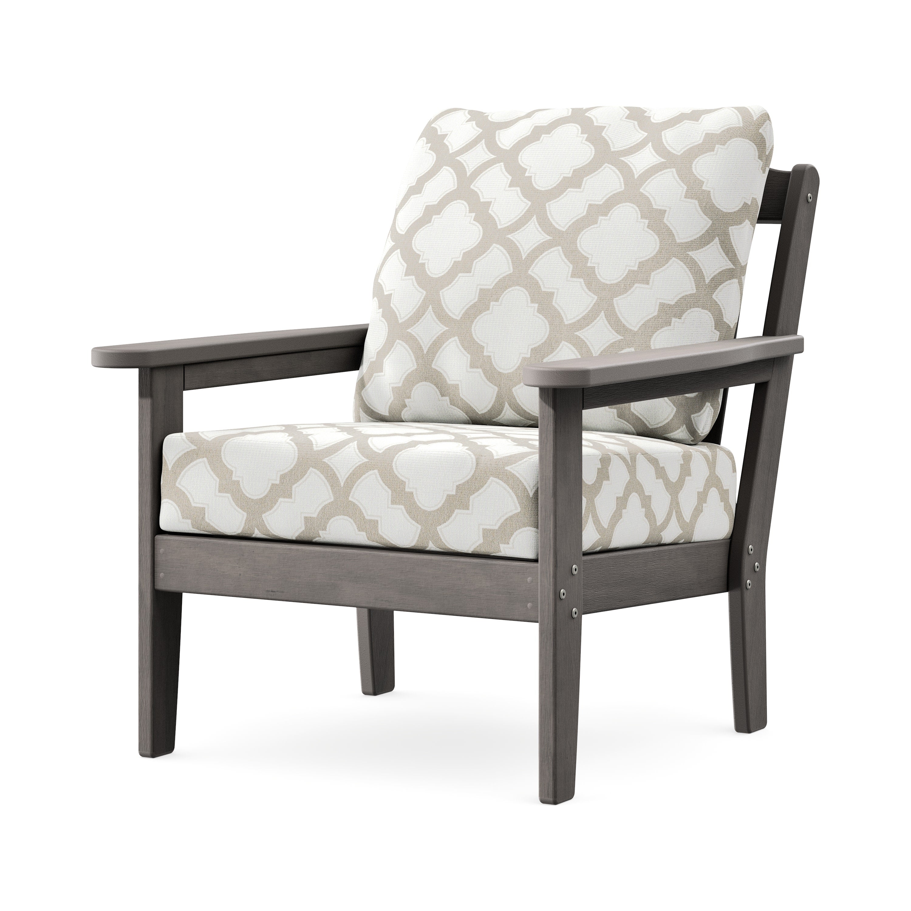 Cottage Deep Seating Chair in Driftwood / Trellis Dune Burlap