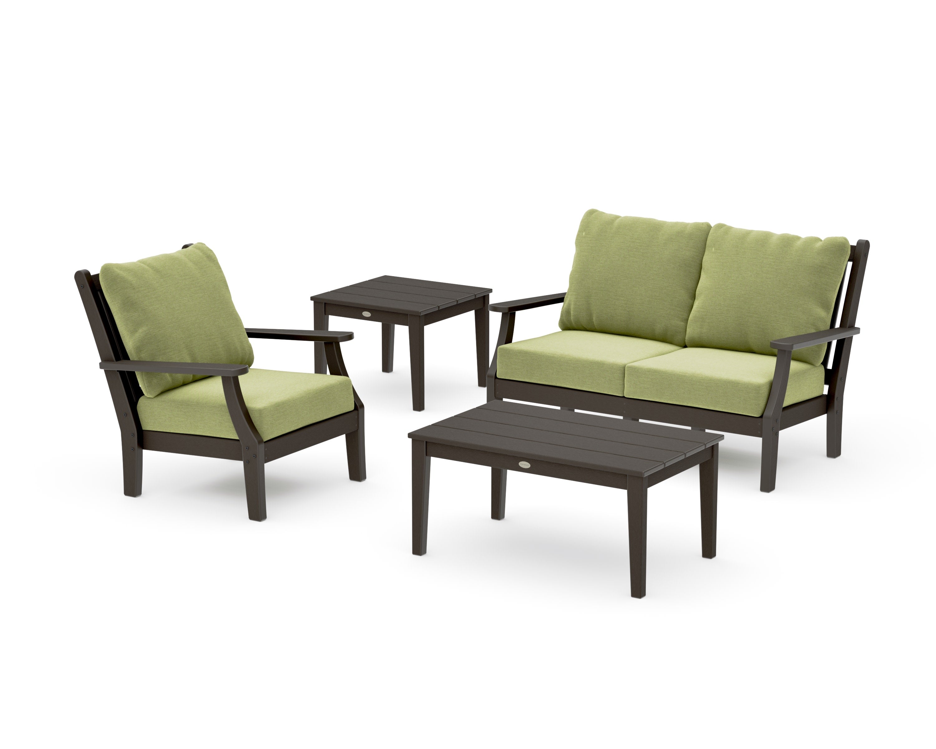 Wovendale 4-Piece Deep Seating Set in Vintage Coffee / Chartreuse Boucle