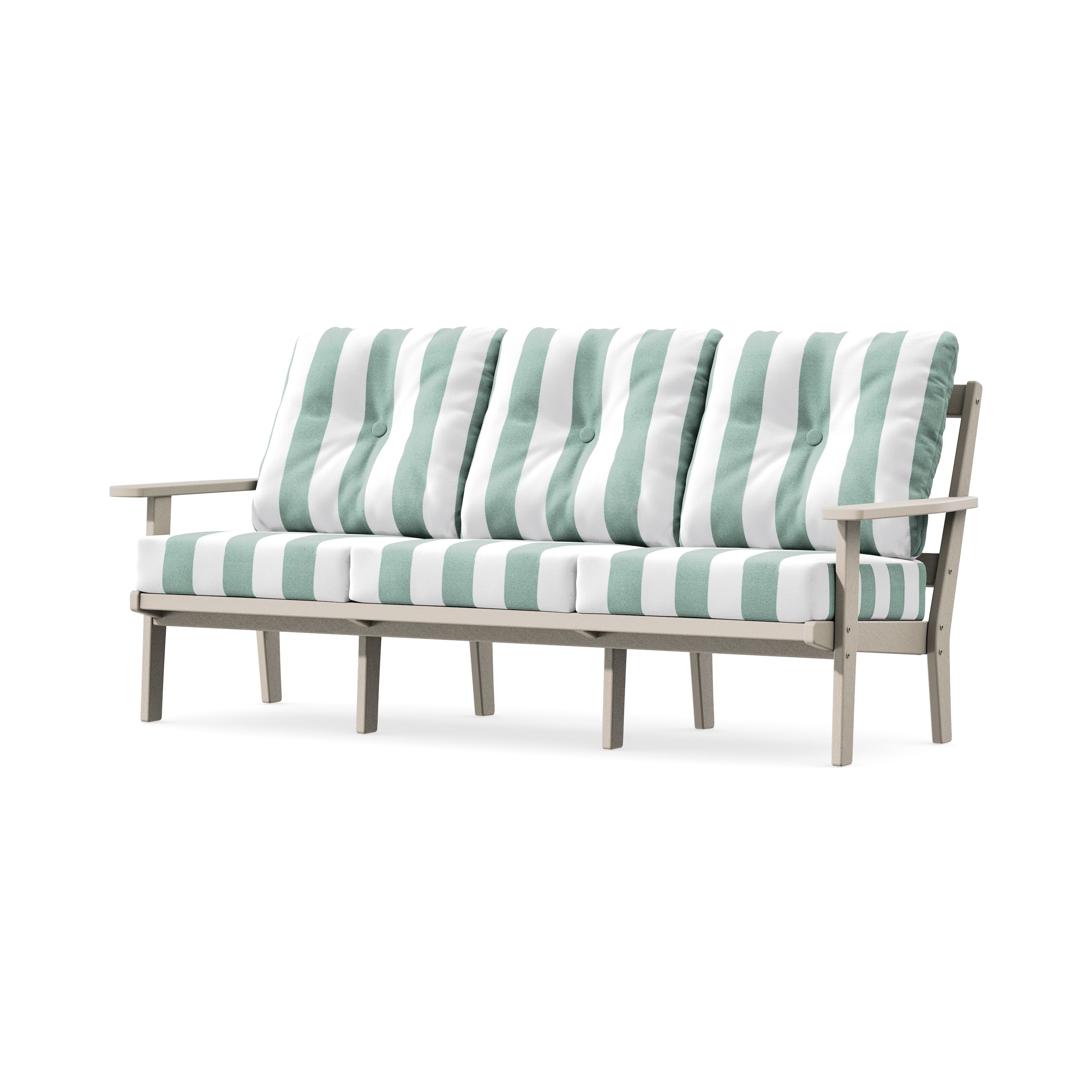 PrairieDeep Seating Sofa in Sand / Cabana Stripe Glacier Spa