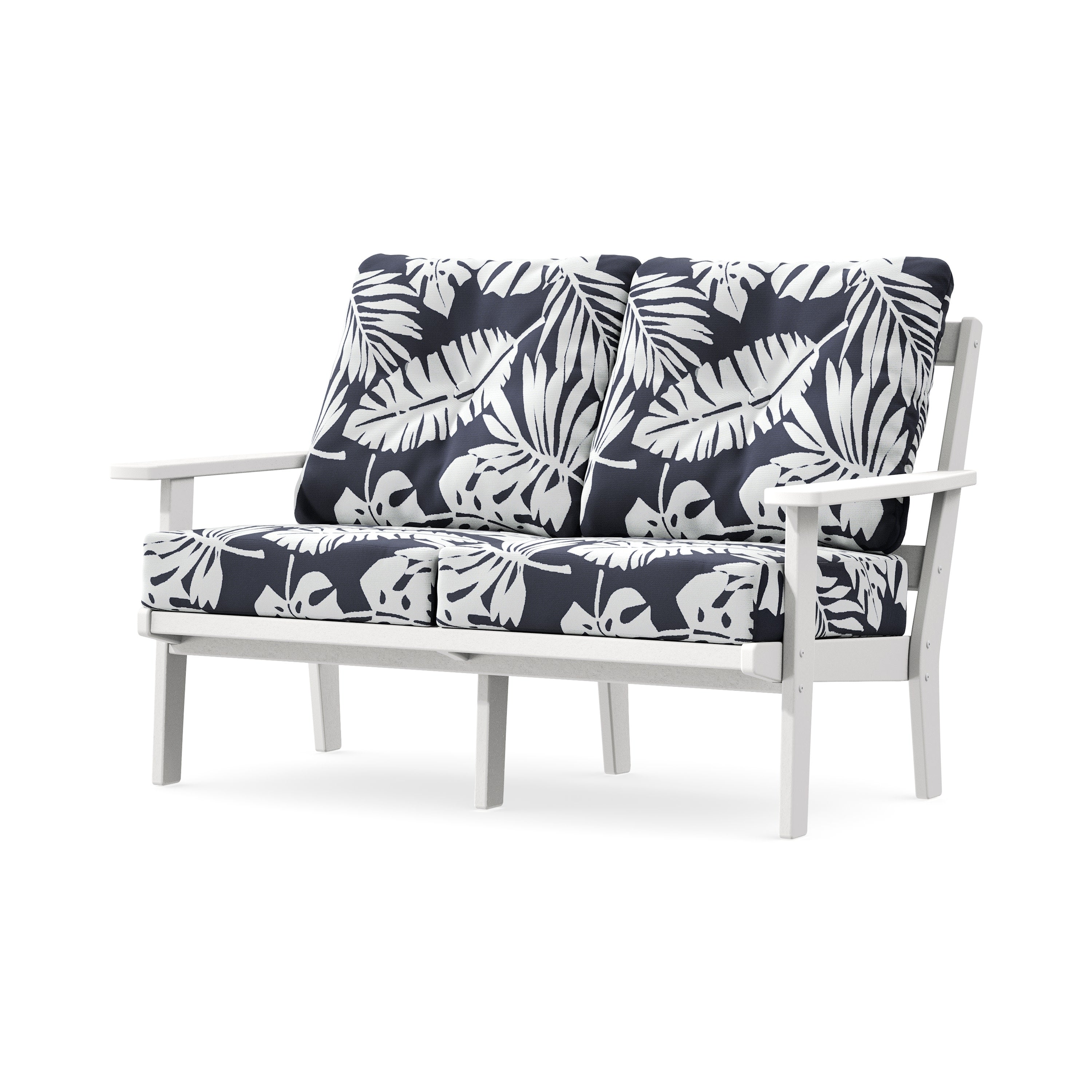 Prairie Deep SeatingLoveseat in White / Leaf Navy