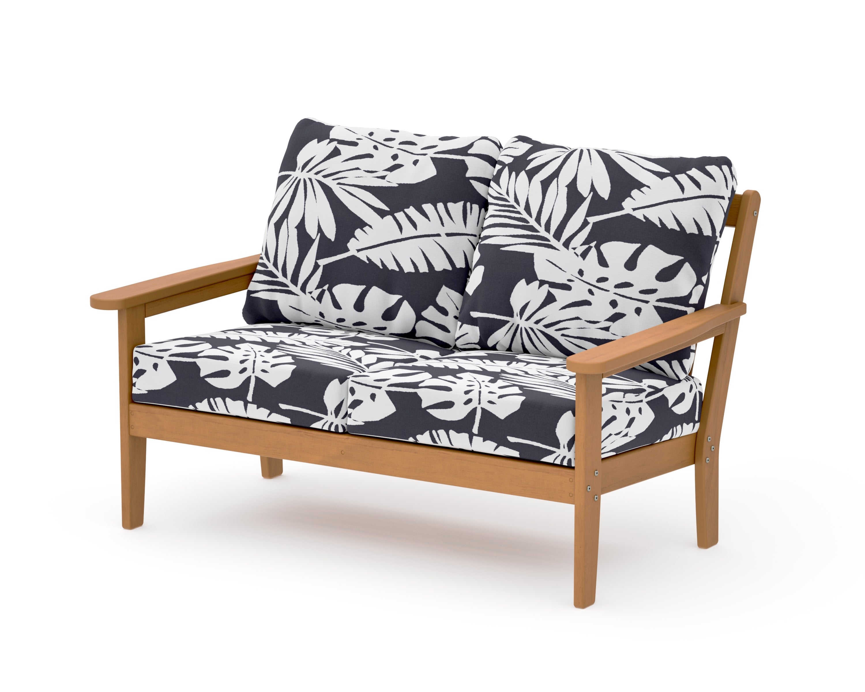 Cottage Deep Seating Loveseat in Natural / Leaf Navy