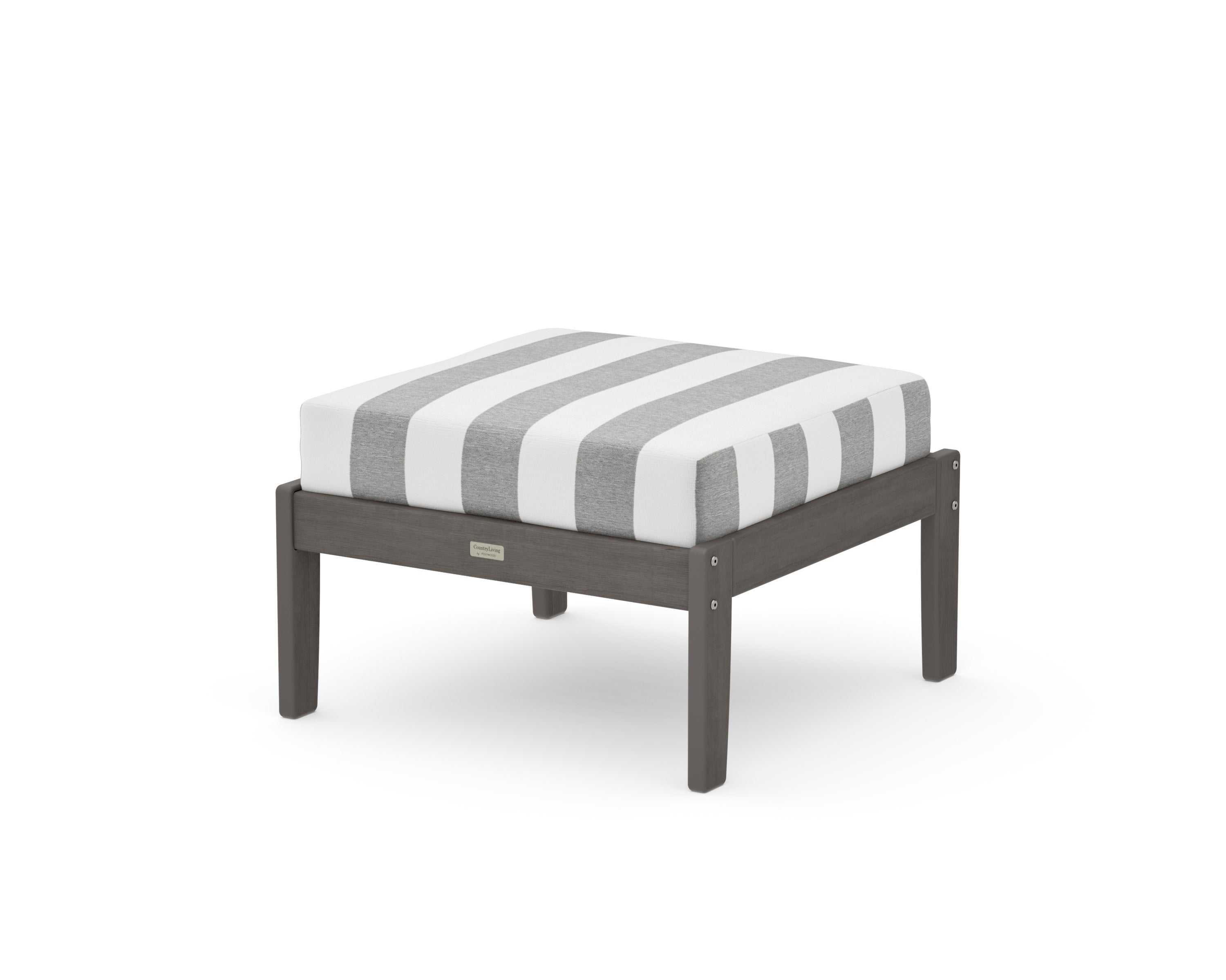 Cottage Deep Seating Ottoman in Driftwood / Cabana Stripe Grey Mist