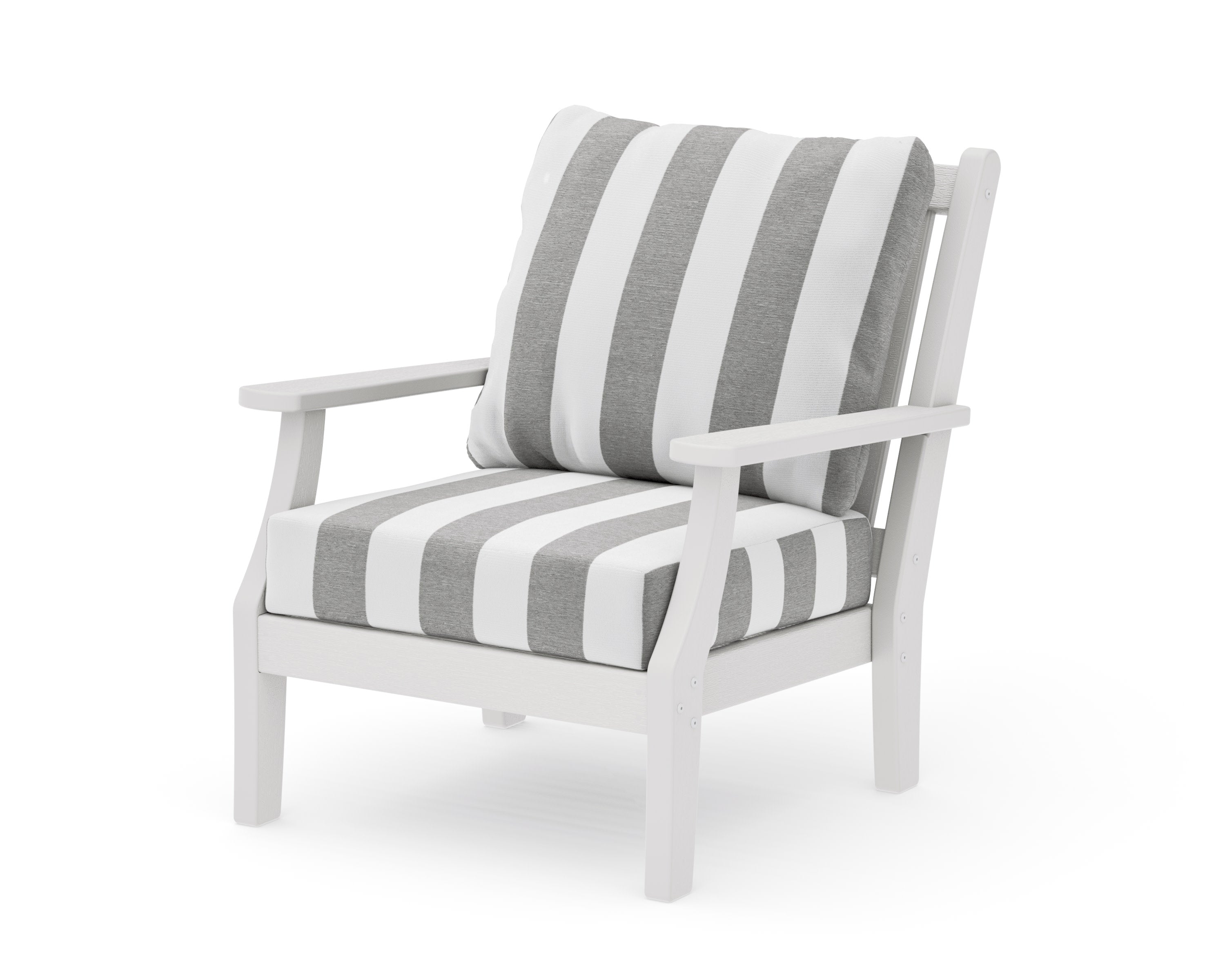Wovendale Deep Seating Chair in Vintage White / Cabana Stripe Grey Mist