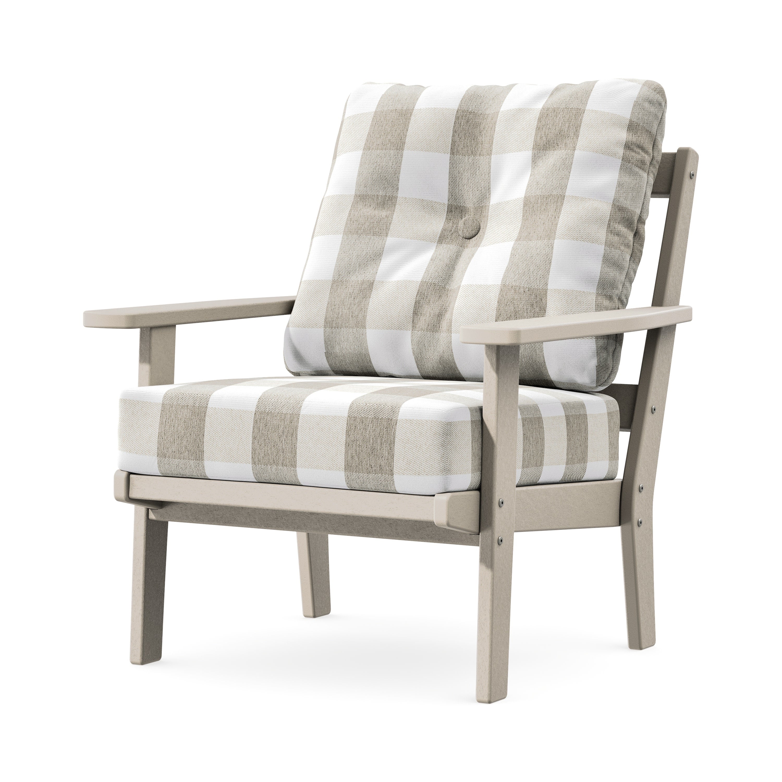 Prairie Deep Seating Chair in Sand / Buffalo Plaid Dune Burlap