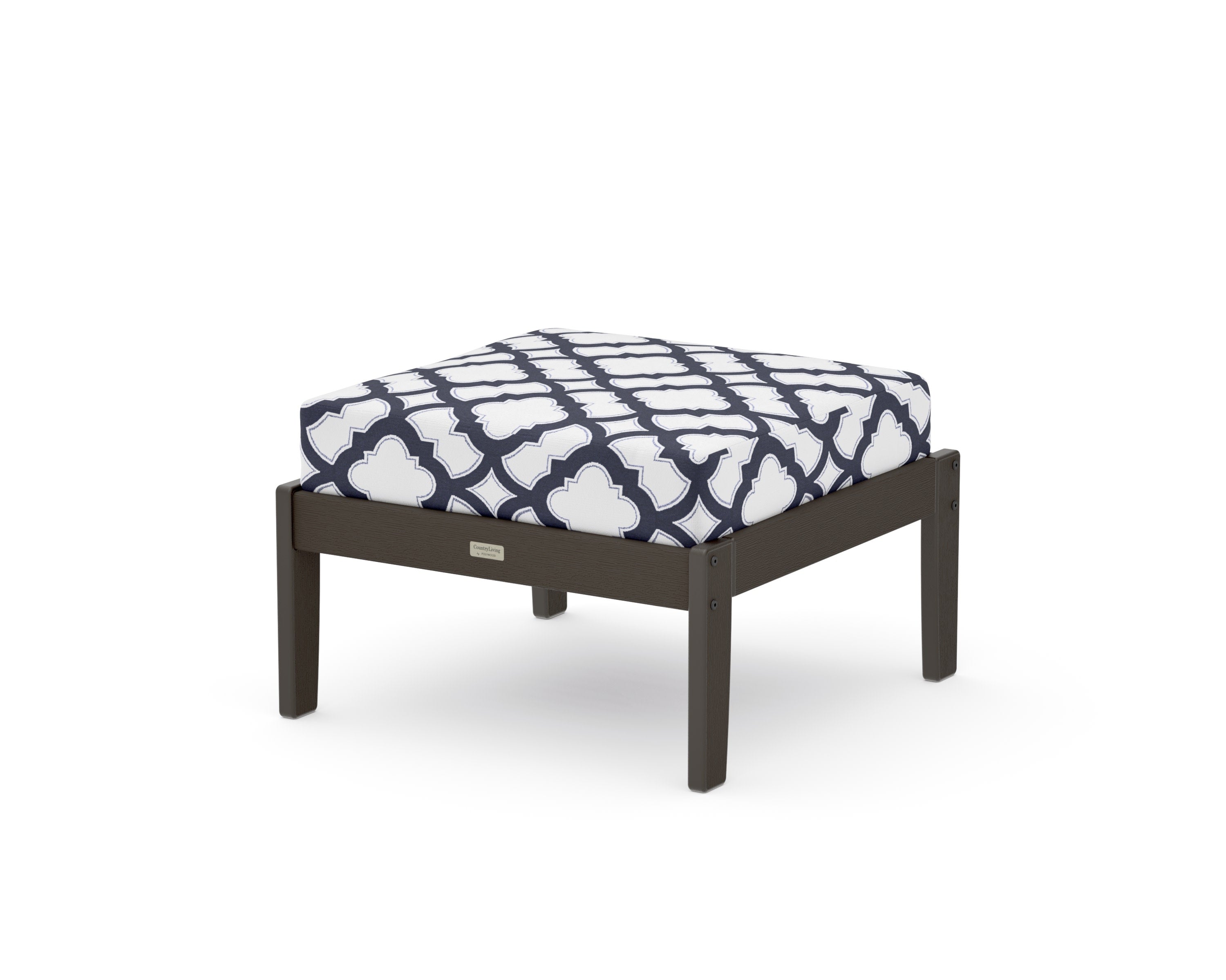 Cottage Deep Seating Ottoman in Vintage Coffee / Trellis Navy