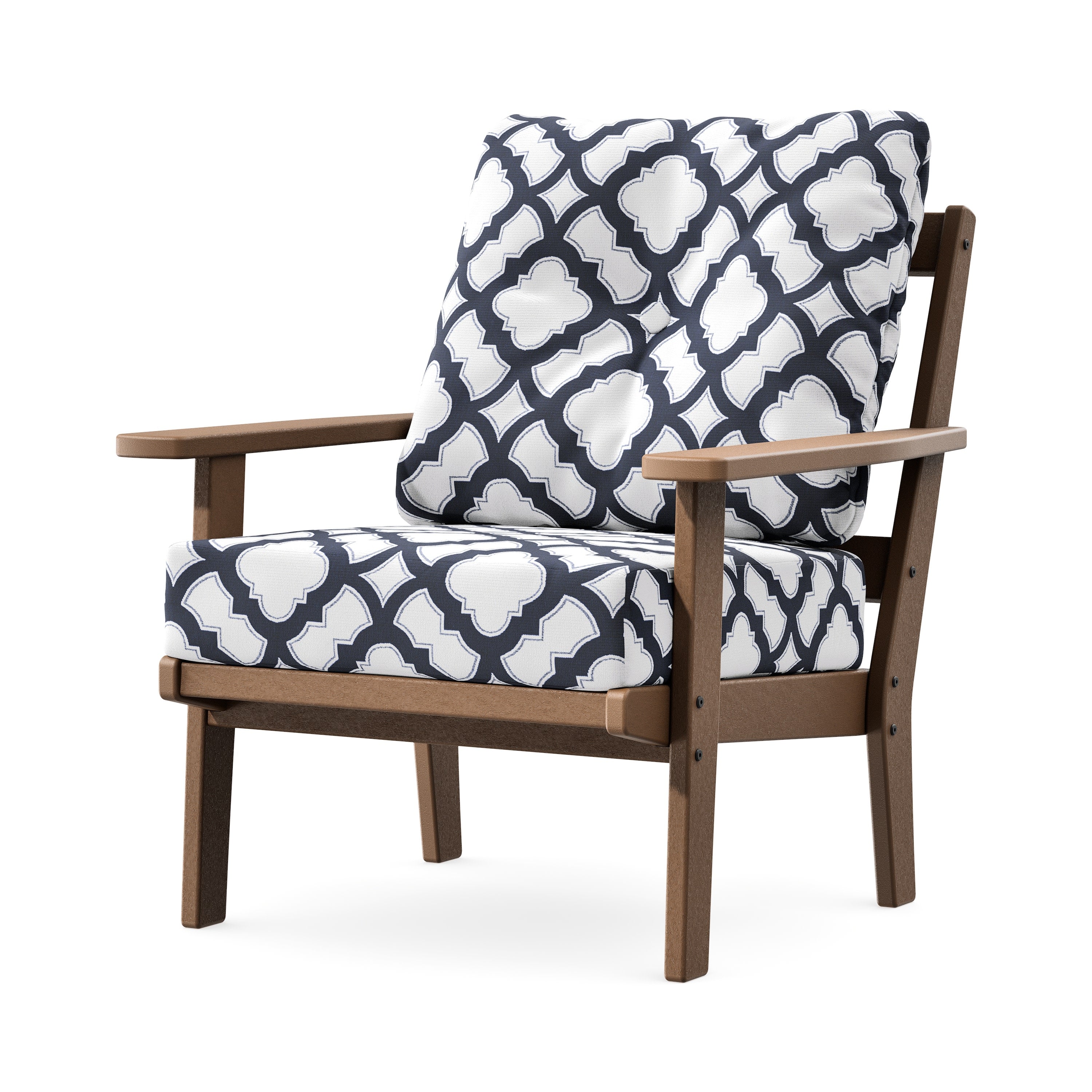 Prairie Deep Seating Chair in Teak / Trellis Navy