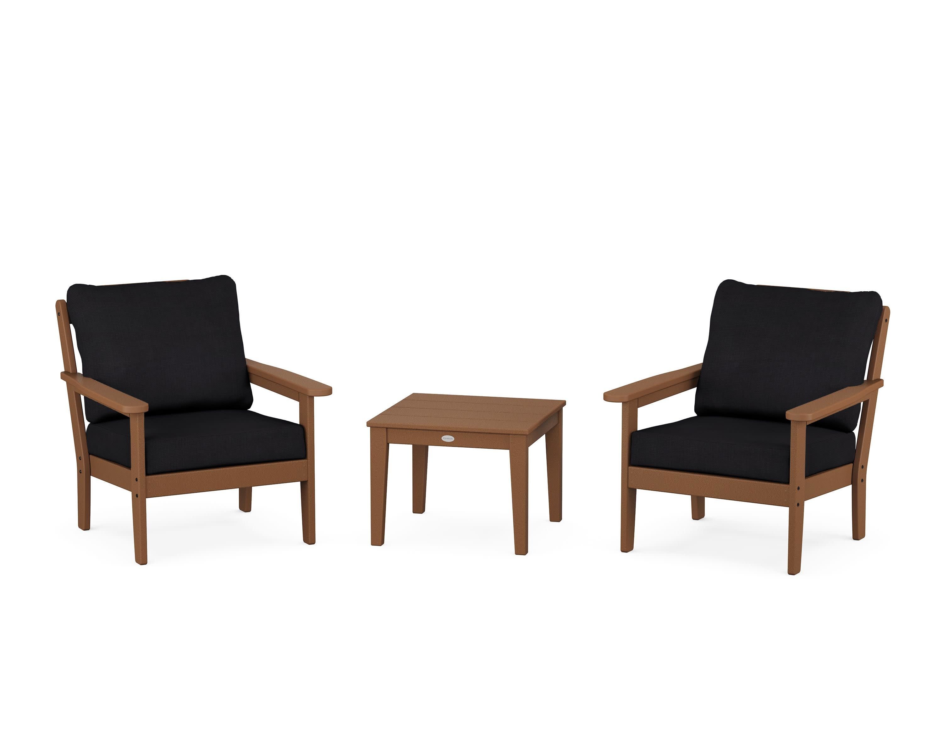 Cottage 3-Piece Deep Seating Set in Teak / Midnight Linen