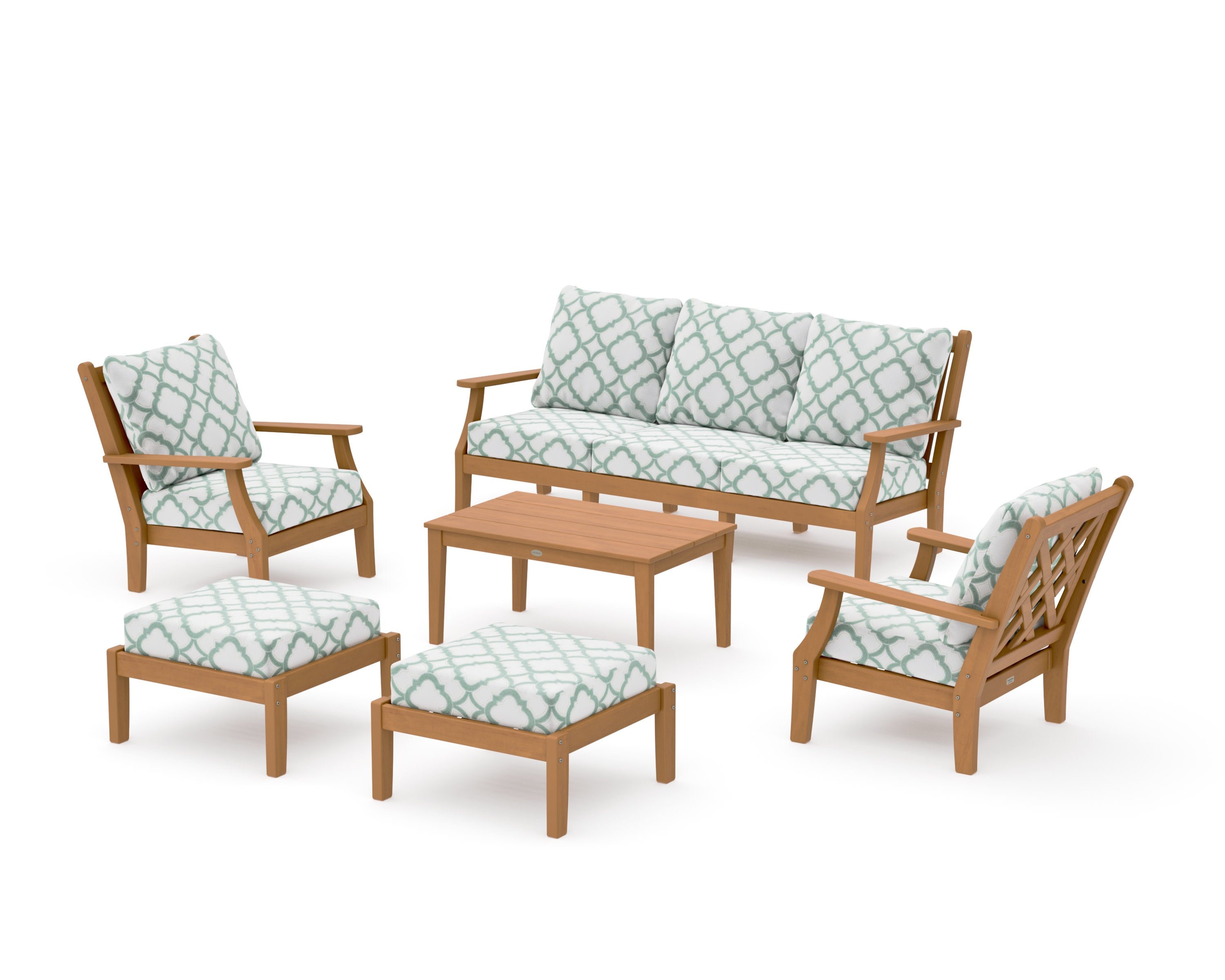 Wovendale 6-Piece Lounge Sofa Set in Natural / Trellis Glacier Spa