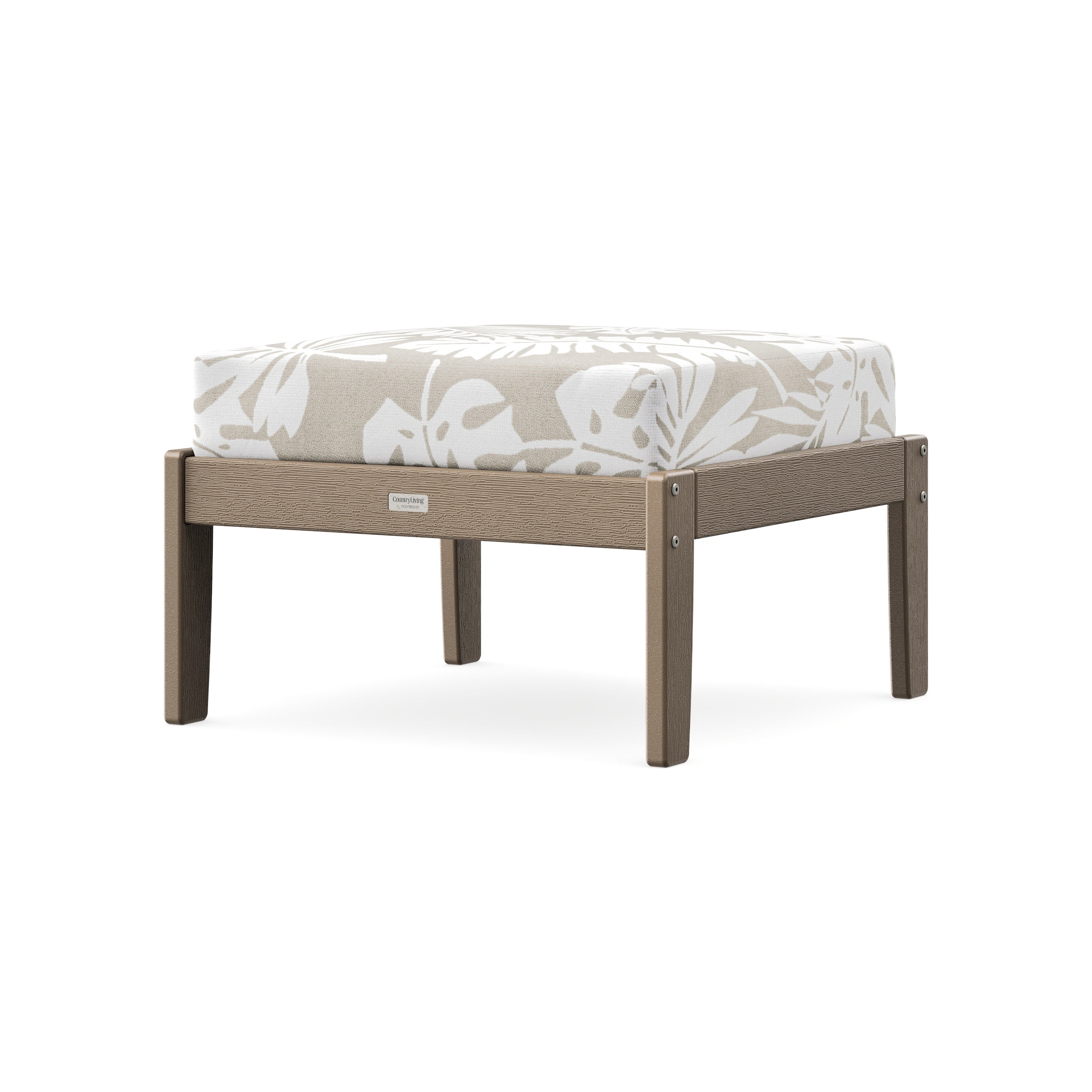 Cottage Deep Seating Ottoman in Vintage Sahara / Leaf Dune Burlap