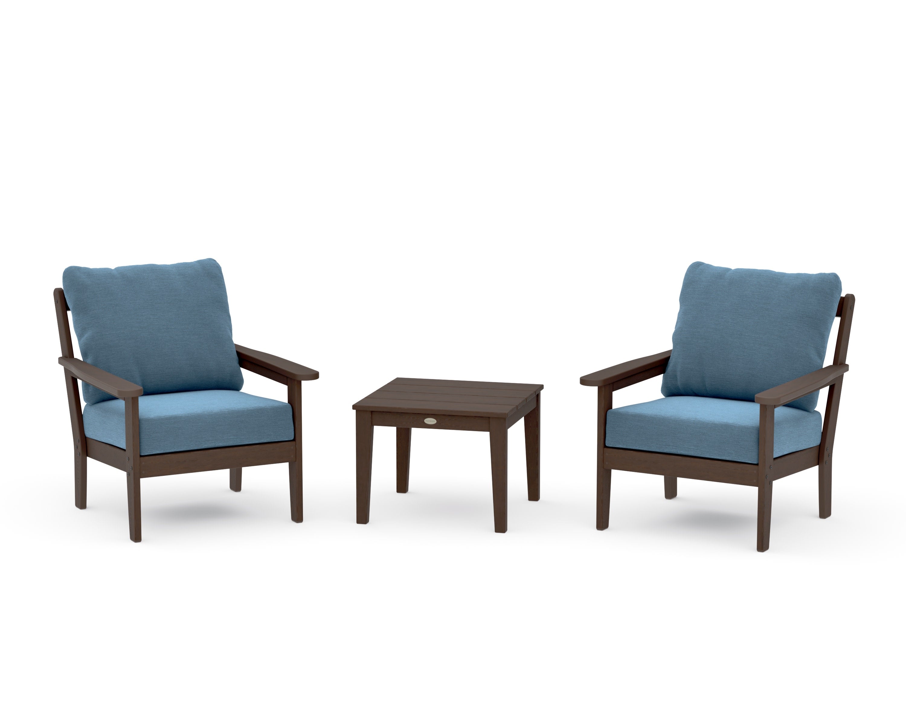 Cottage 3-Piece Deep Seating Set in Kona / Sky Blue
