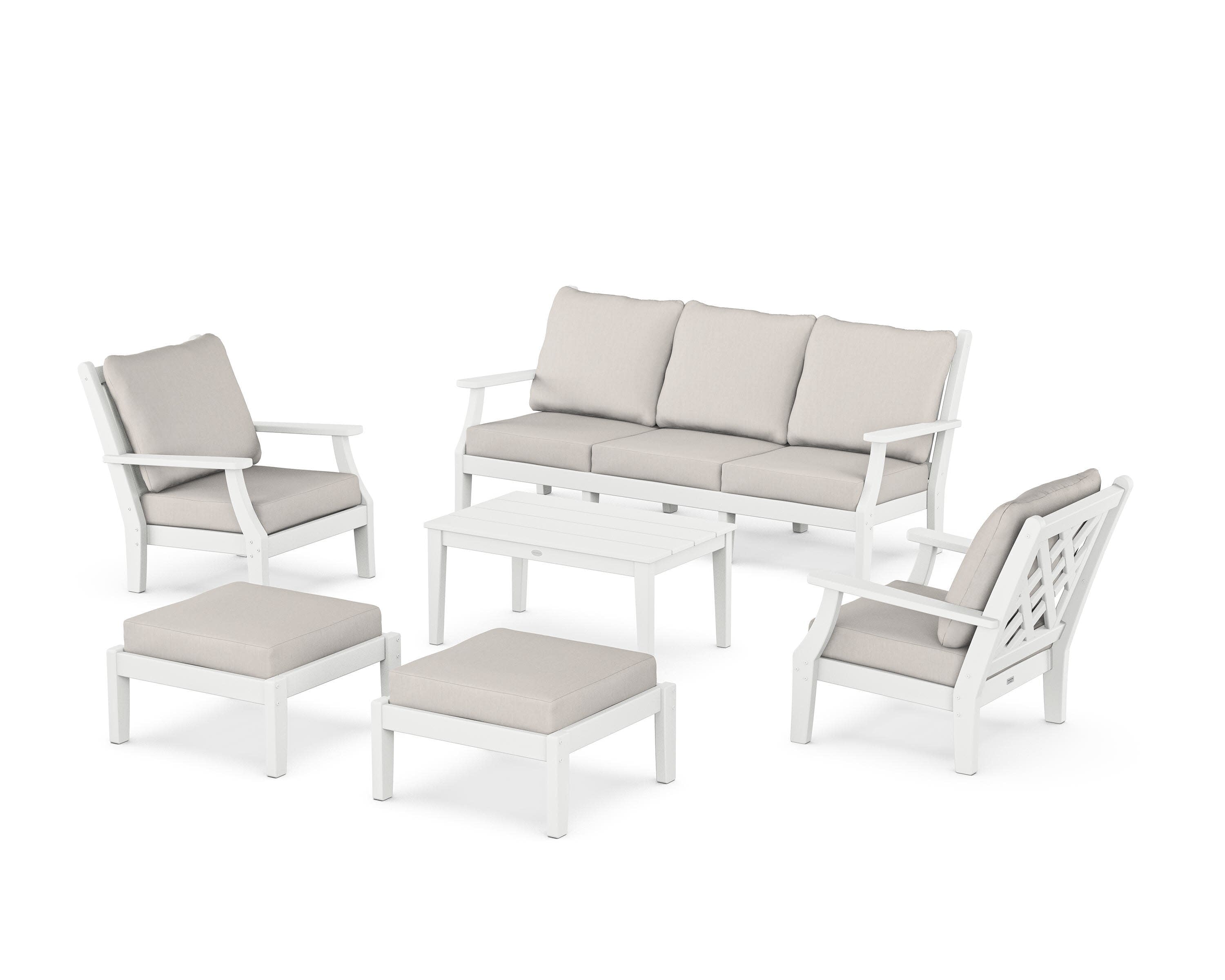 Wovendale 6-Piece Lounge Sofa Set in White / Cast Ash