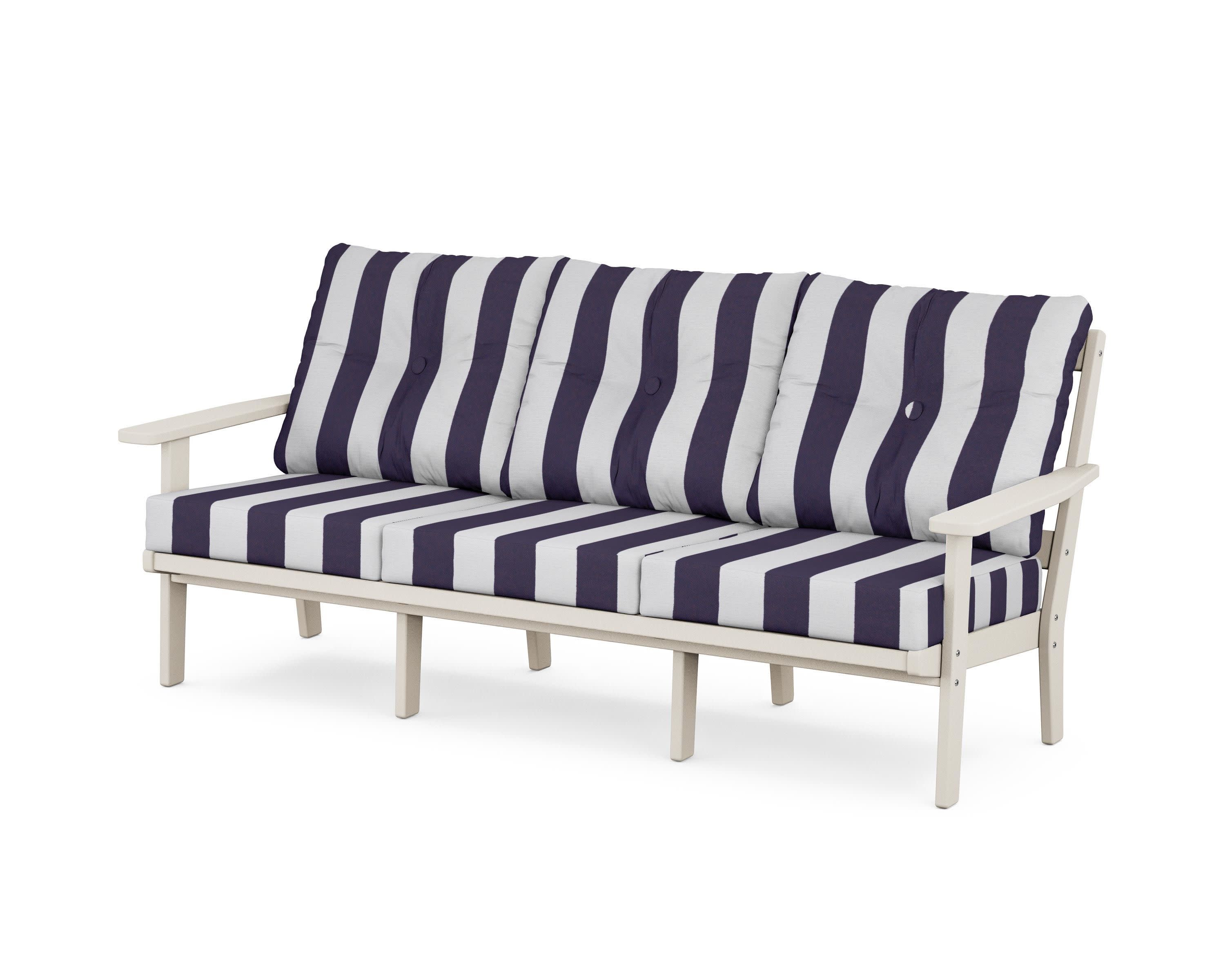 PrairieDeep Seating Sofa in Sand / Cabana Stripe Navy