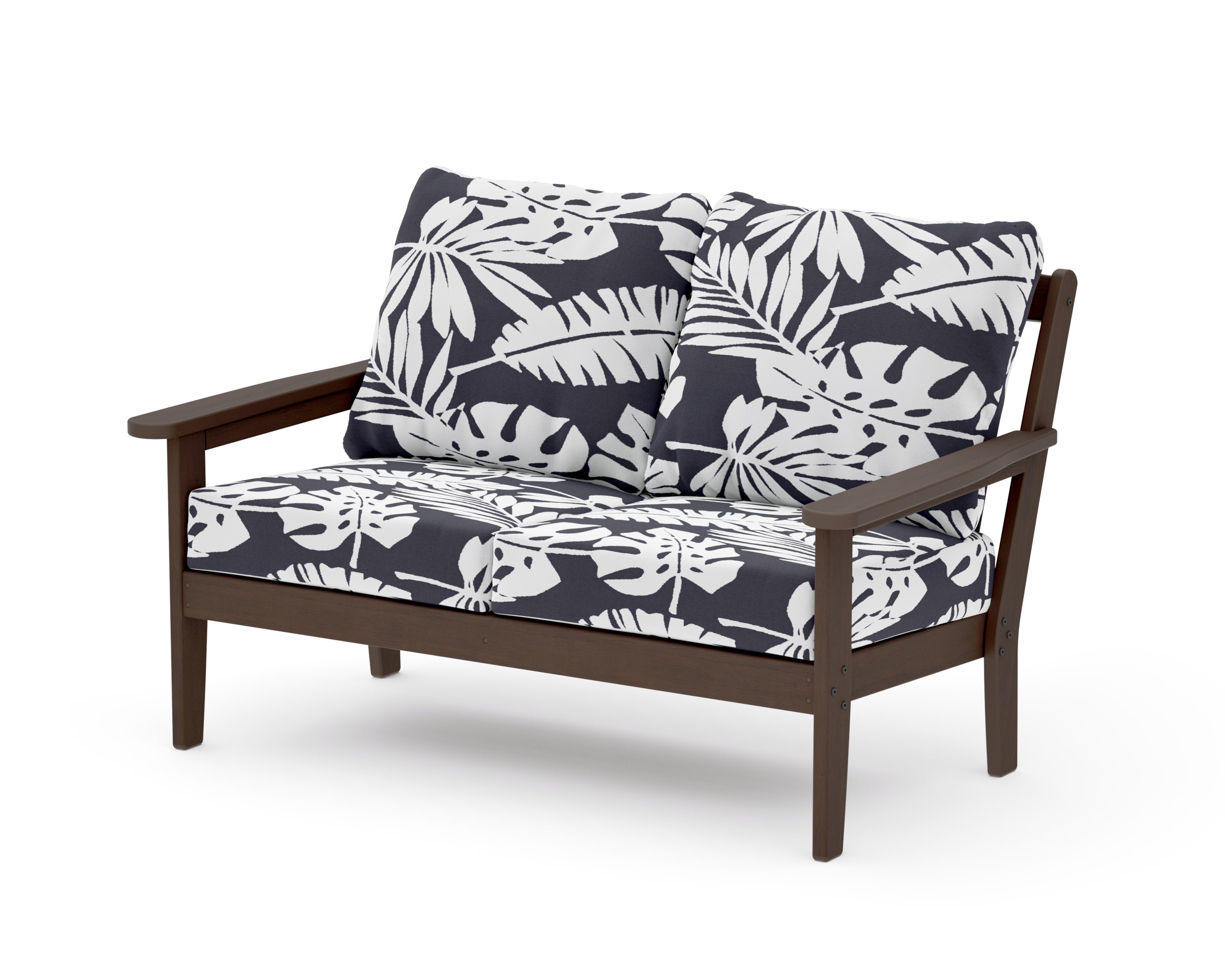 Cottage Deep Seating Loveseat in Kona / Leaf Navy