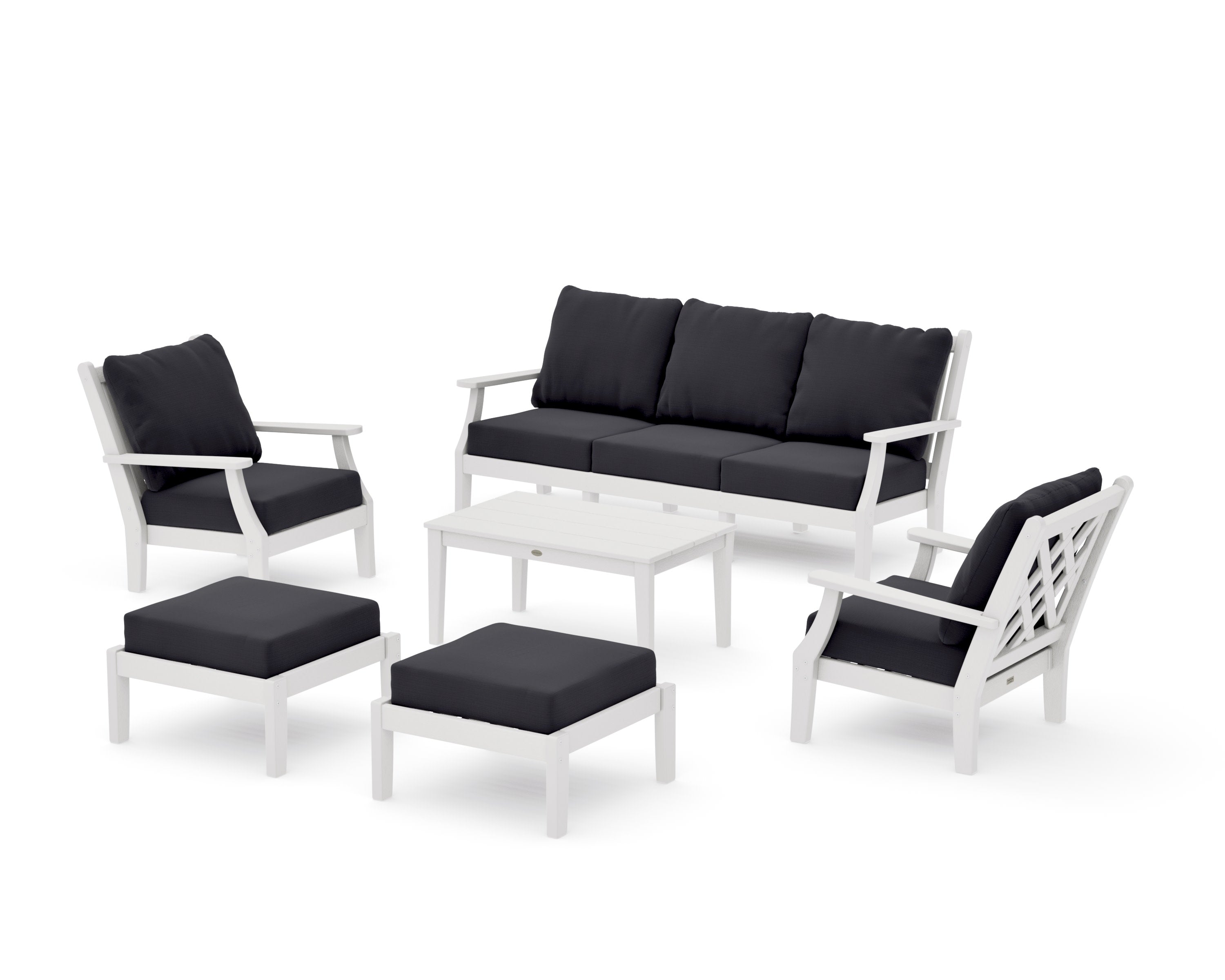 Wovendale 6-Piece Lounge Sofa Set in Vintage White / Midnight Linen