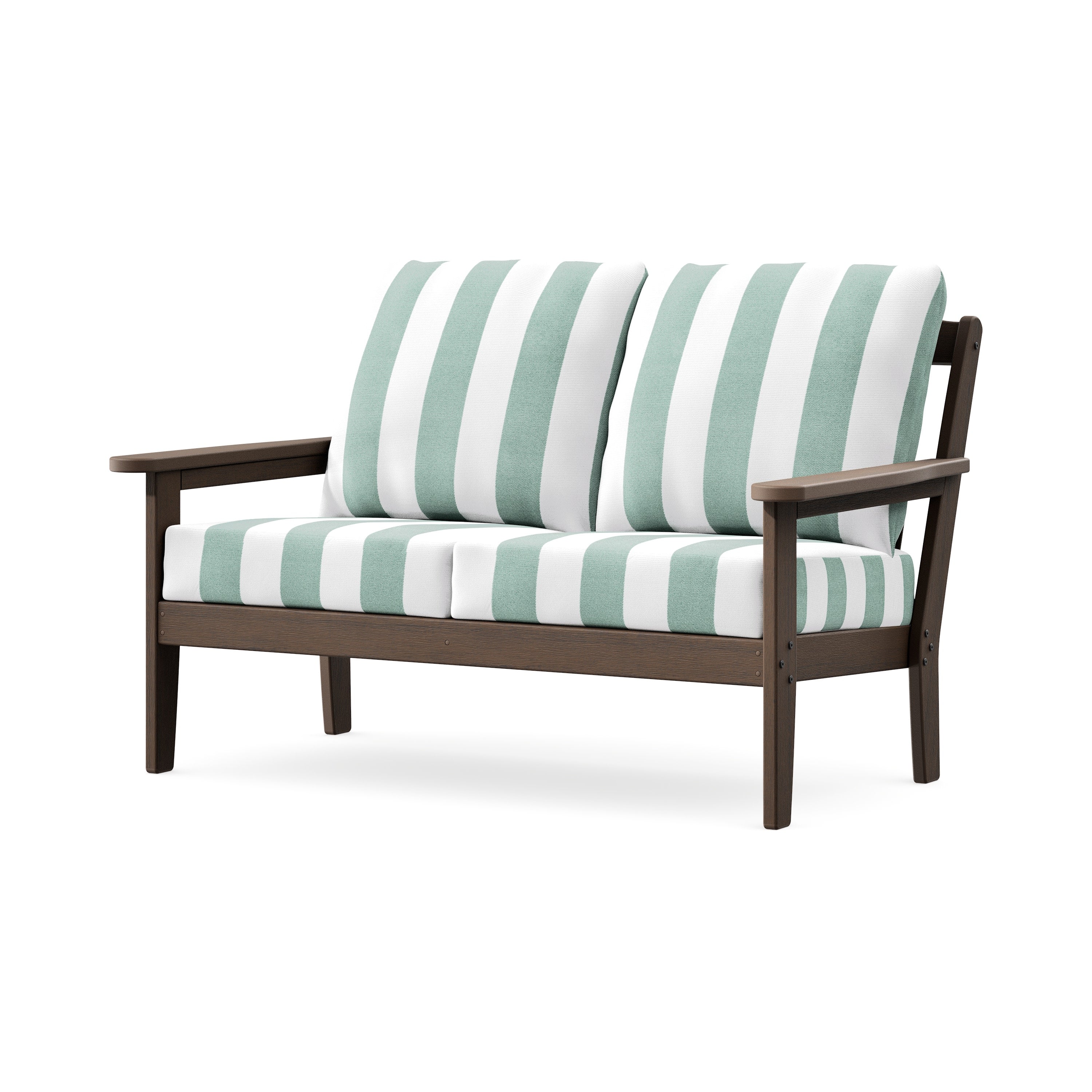 Cottage Deep Seating Loveseat in Kona / Cabana Stripe Glacier Spa