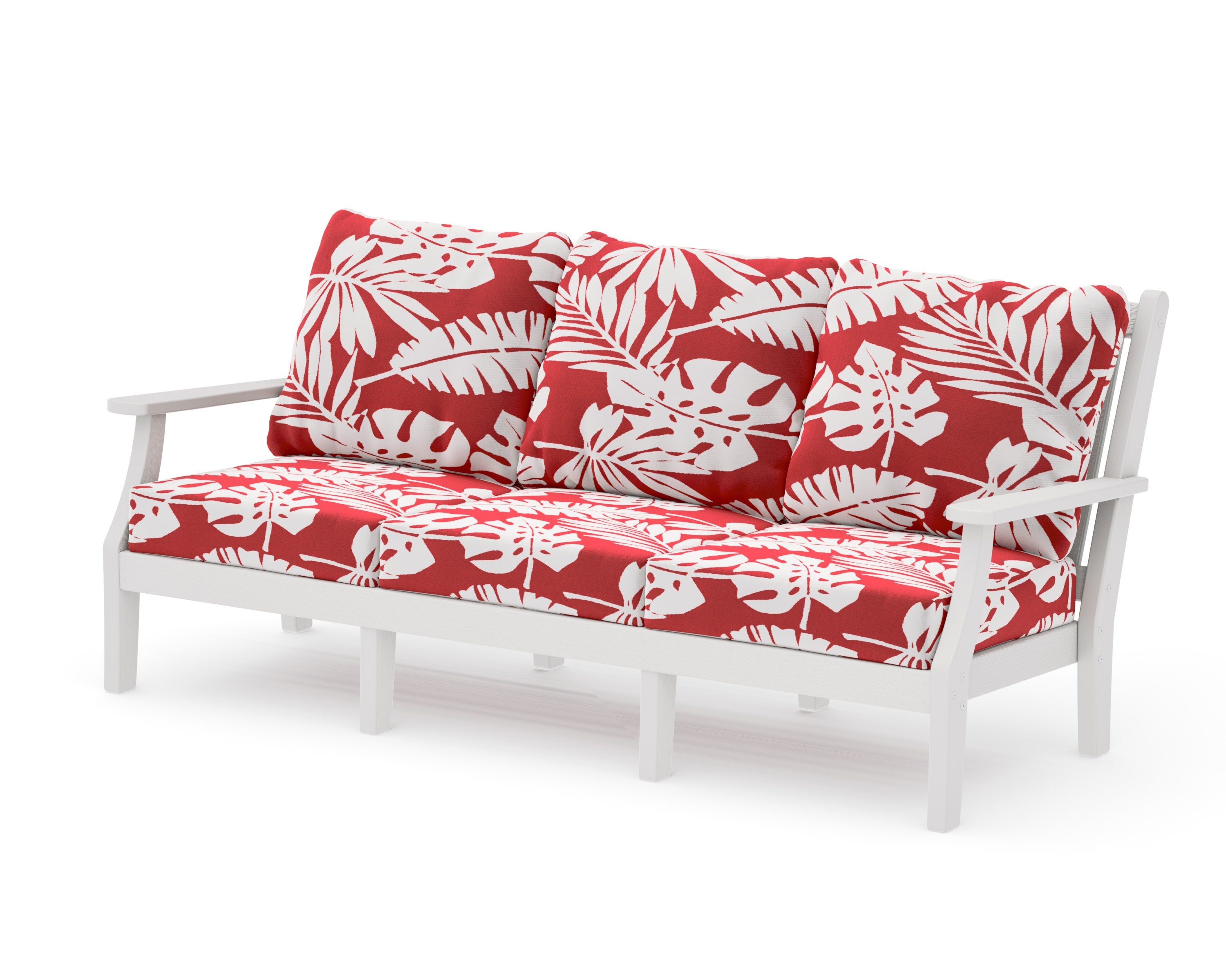 Wovendale Deep Seating Sofa in Vintage White / Leaf Crimson