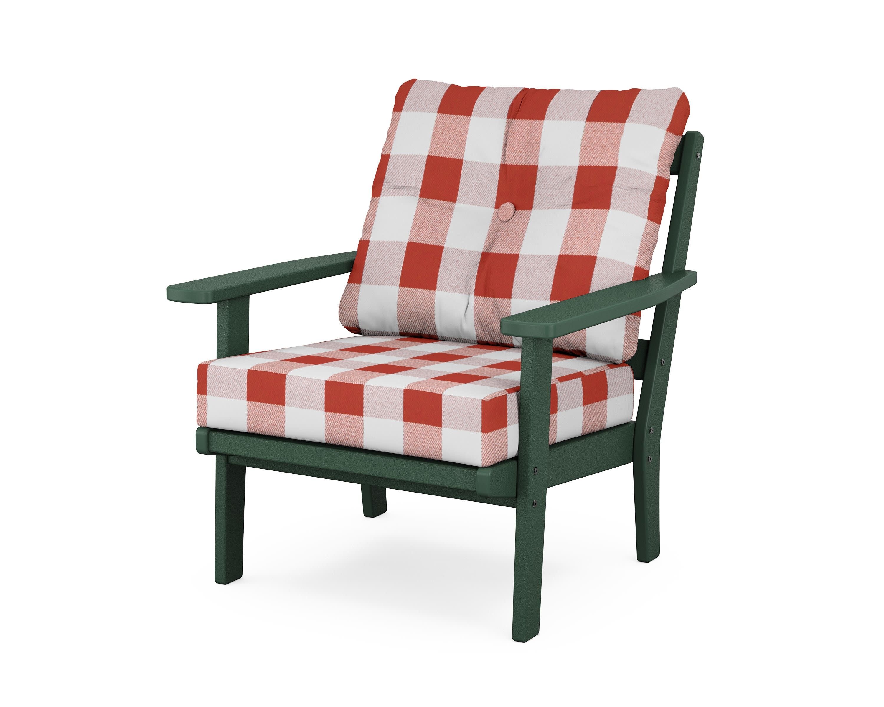 Prairie Deep Seating Chair in Green / Buffalo Plaid Crimson