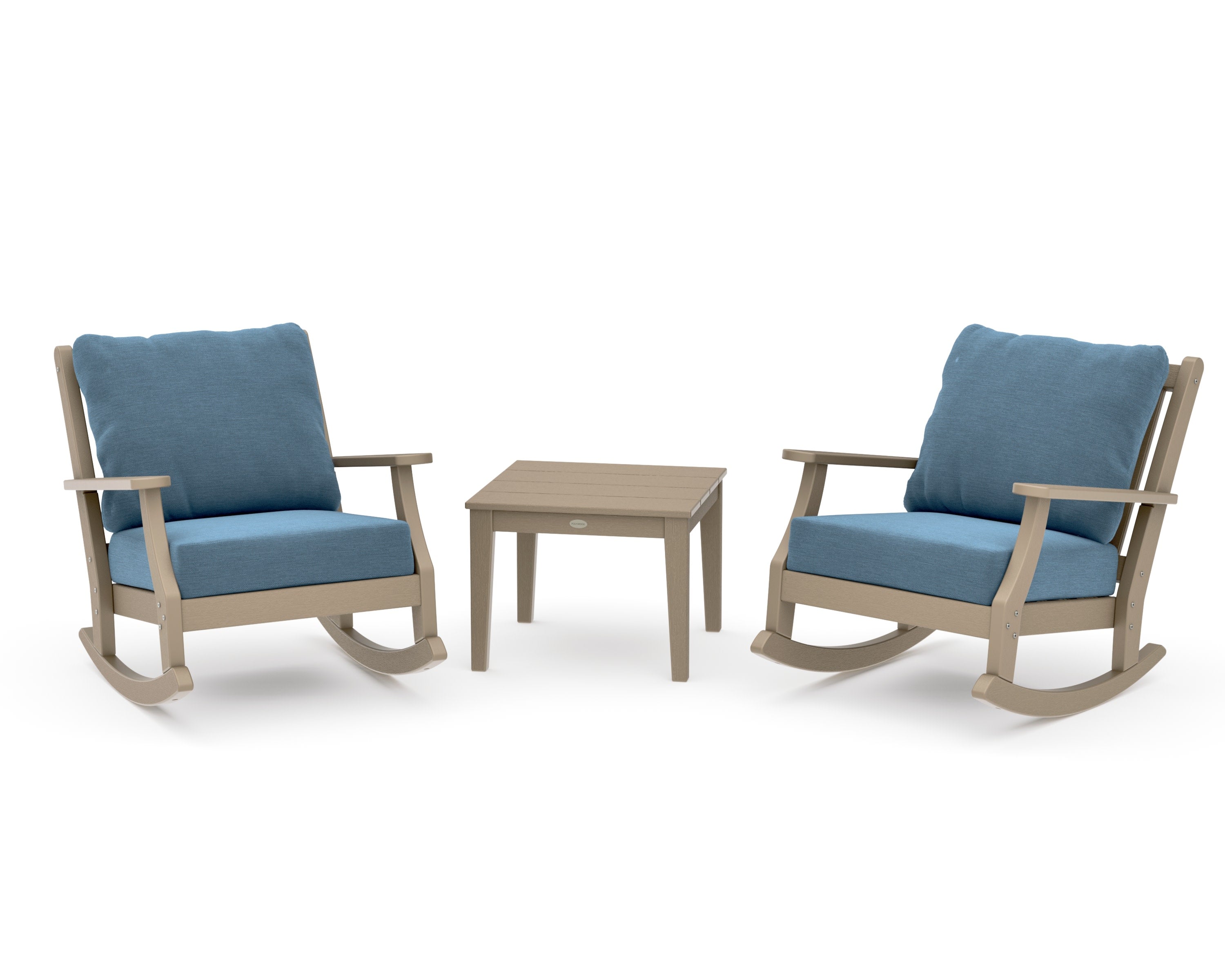 Wovendale 3-Piece Deep Seating Rocker Set in Vintage Sahara / Sky Blue