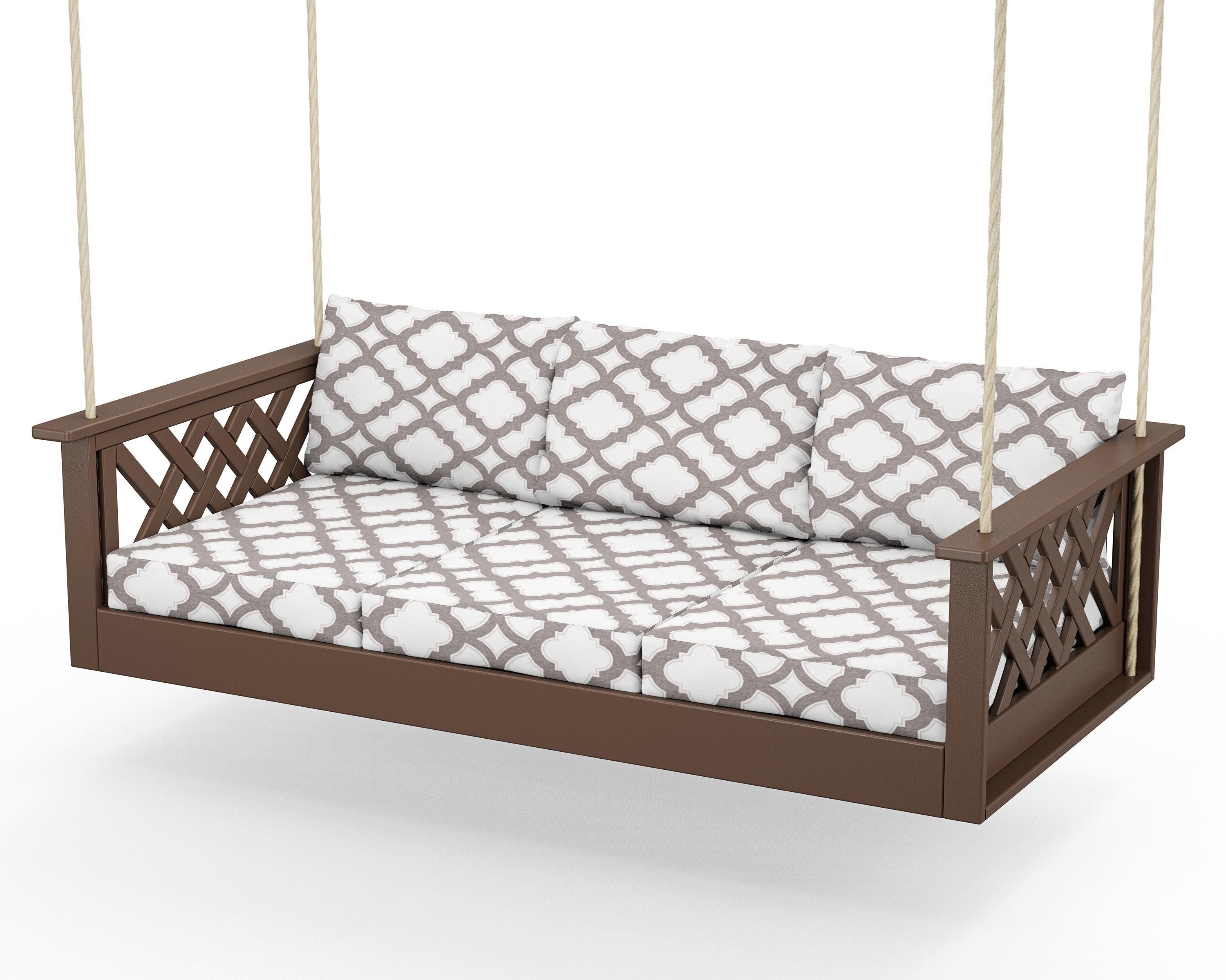 Wovendale Daybed Swing in Mahogany / Trellis Grey Mist