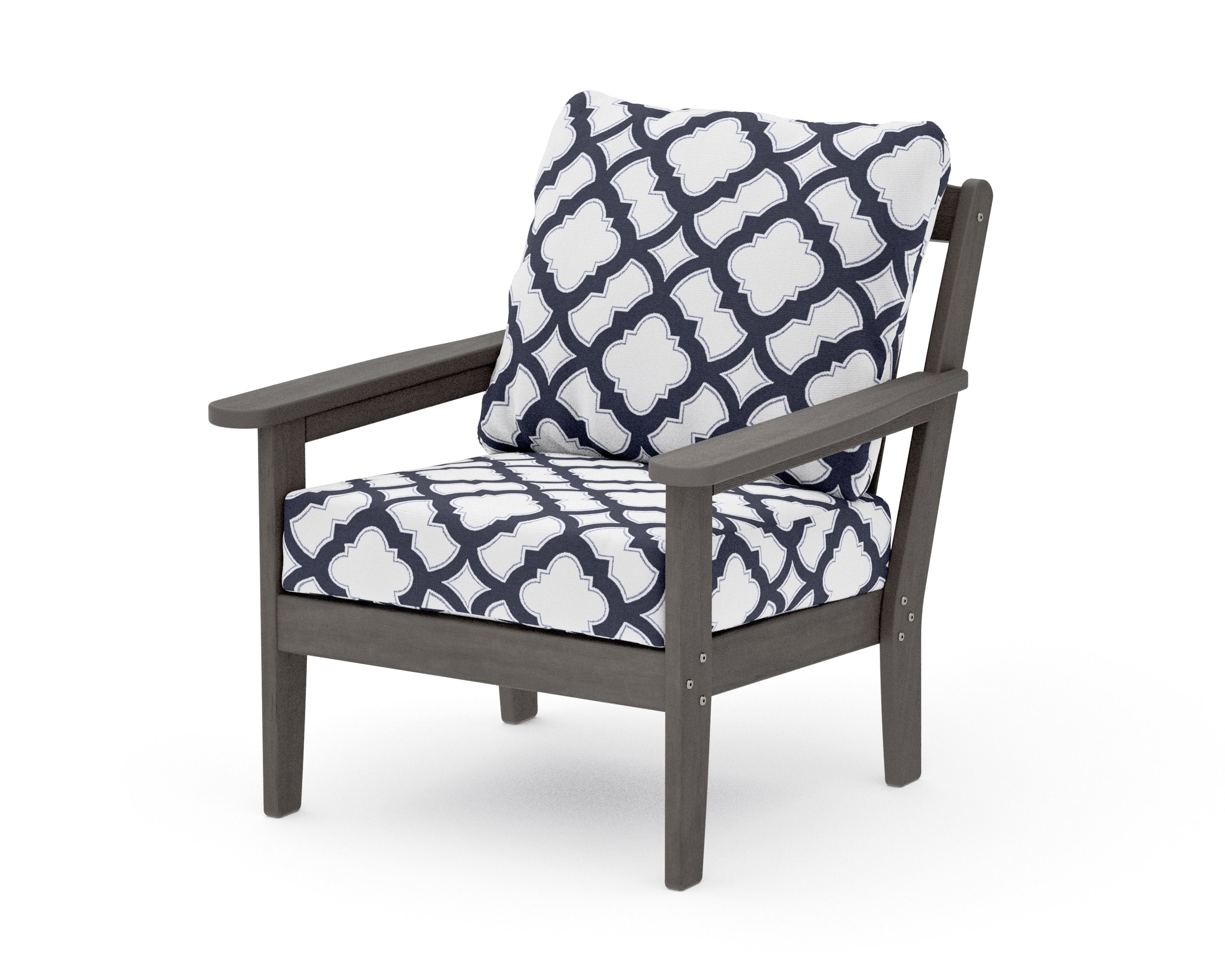 Cottage Deep Seating Chair in Driftwood / Trellis Navy