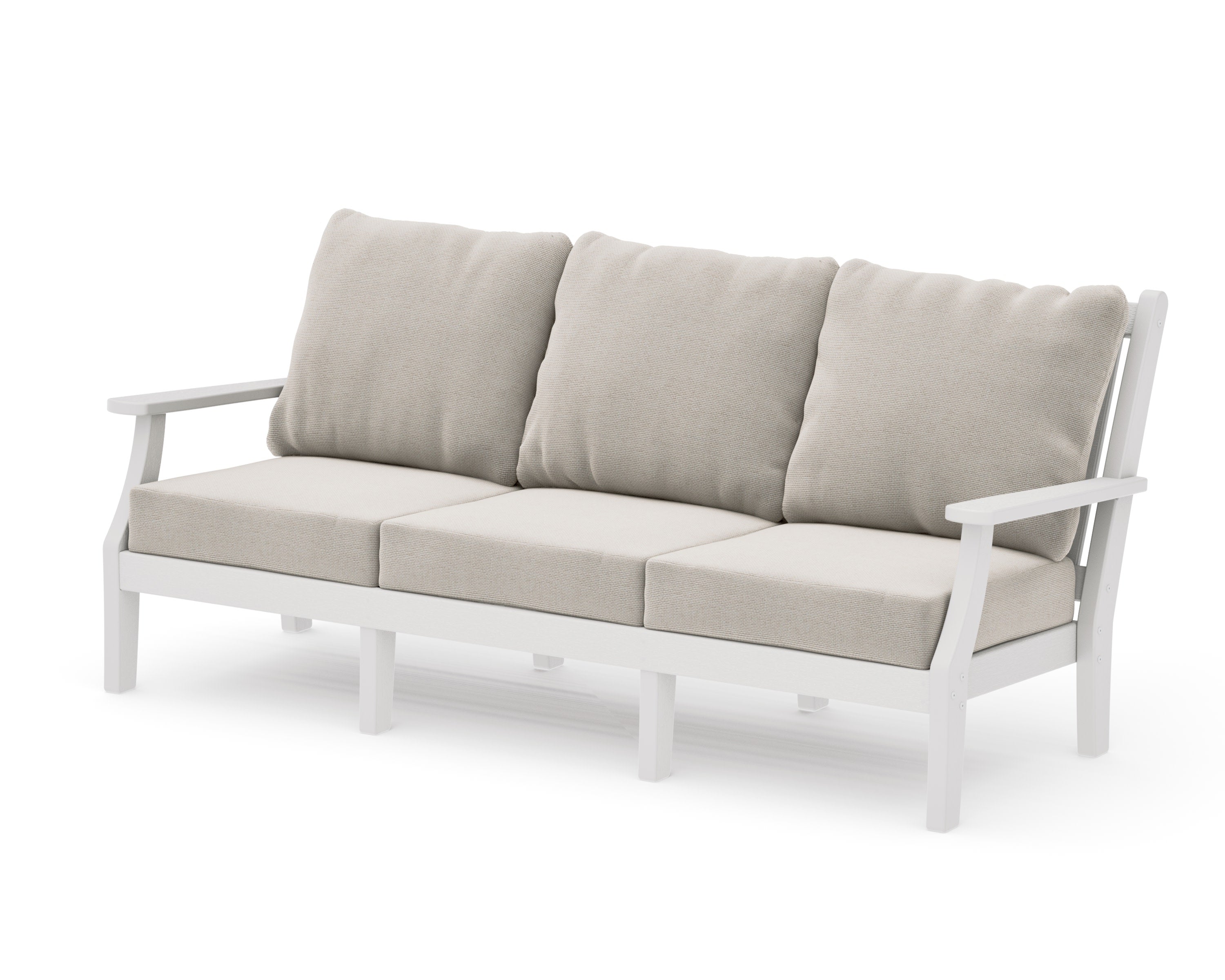 Wovendale Deep Seating Sofa in Vintage White / Dune Burlap