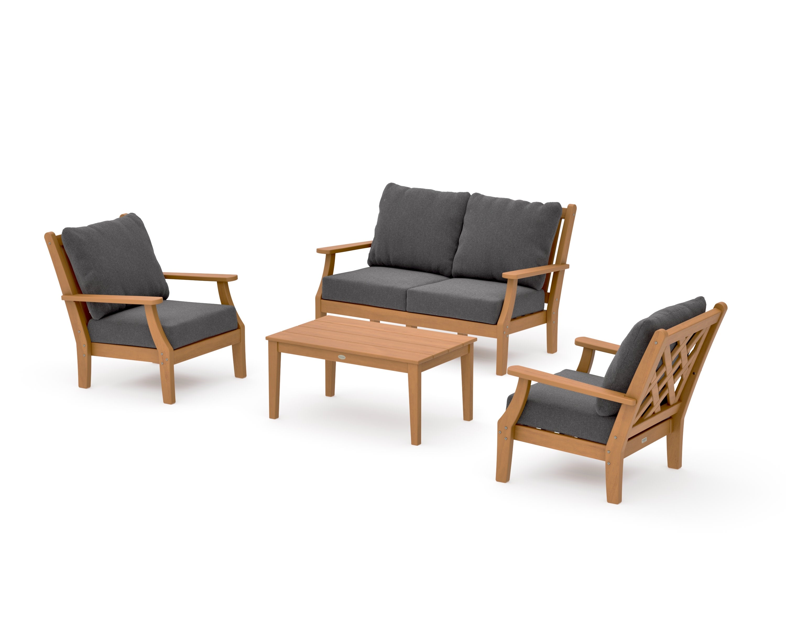 Wovendale 4-Piece Deep Seating Set with Loveseat in Natural / Ash Charcoal