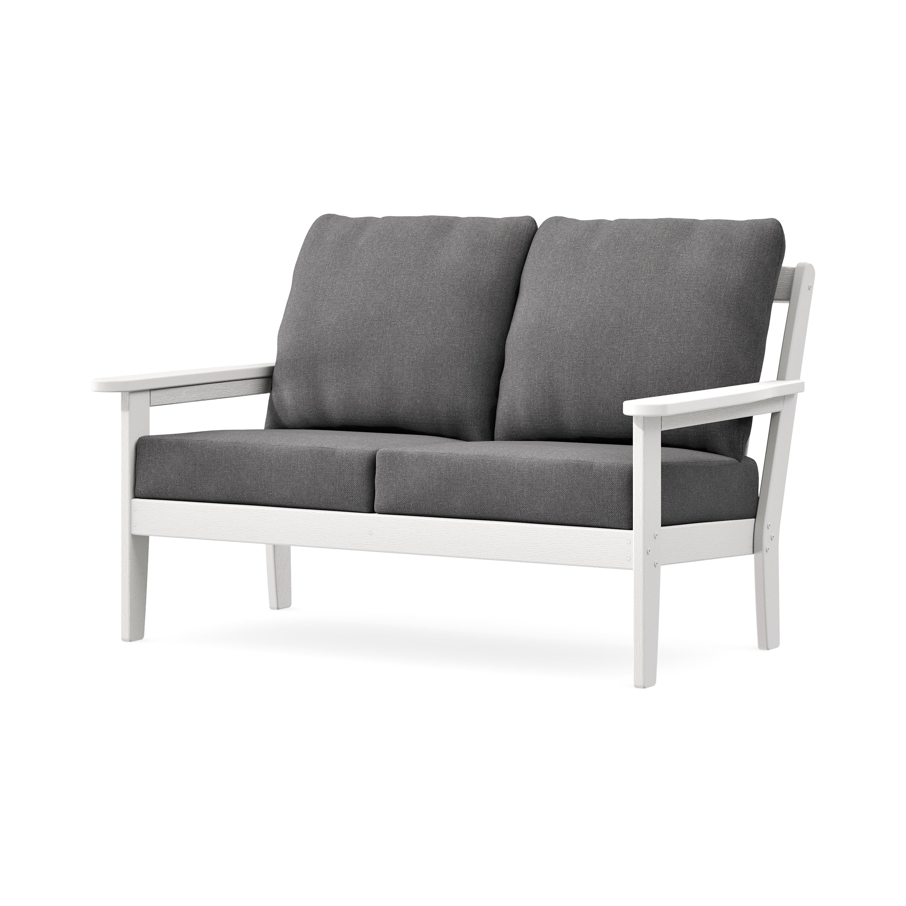 Cottage Deep Seating Loveseat in Vintage White / Ash Charcoal