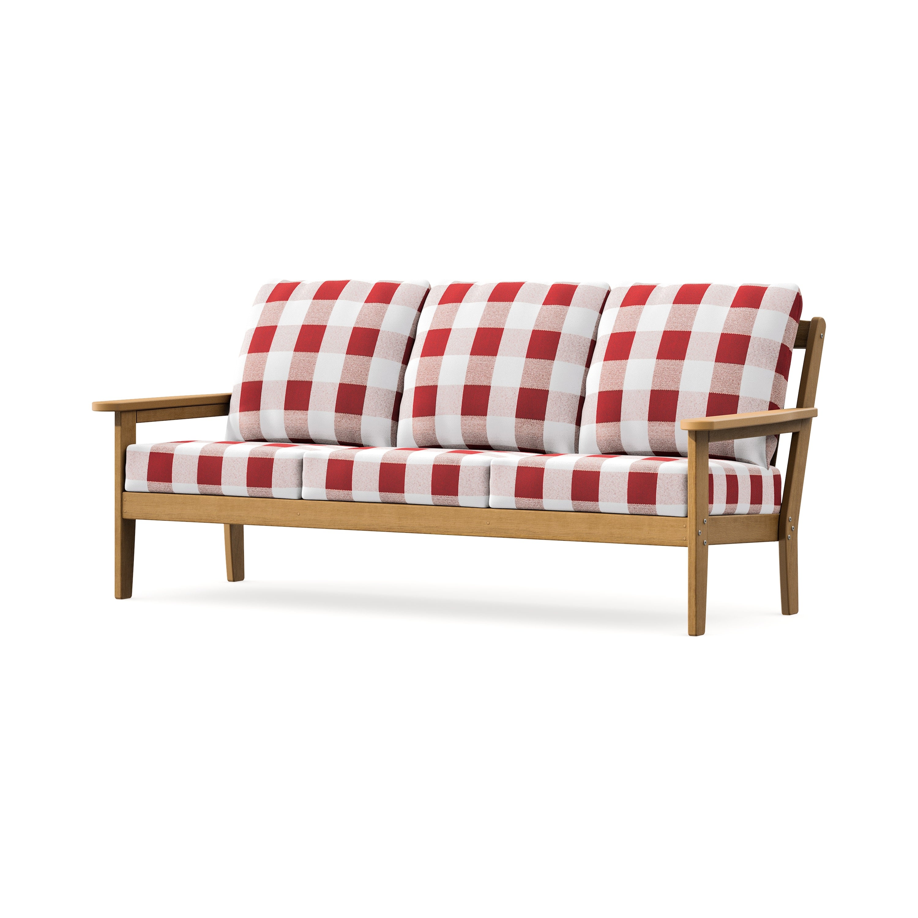 Cottage Deep Seating Sofa in Natural / Buffalo Plaid Crimson