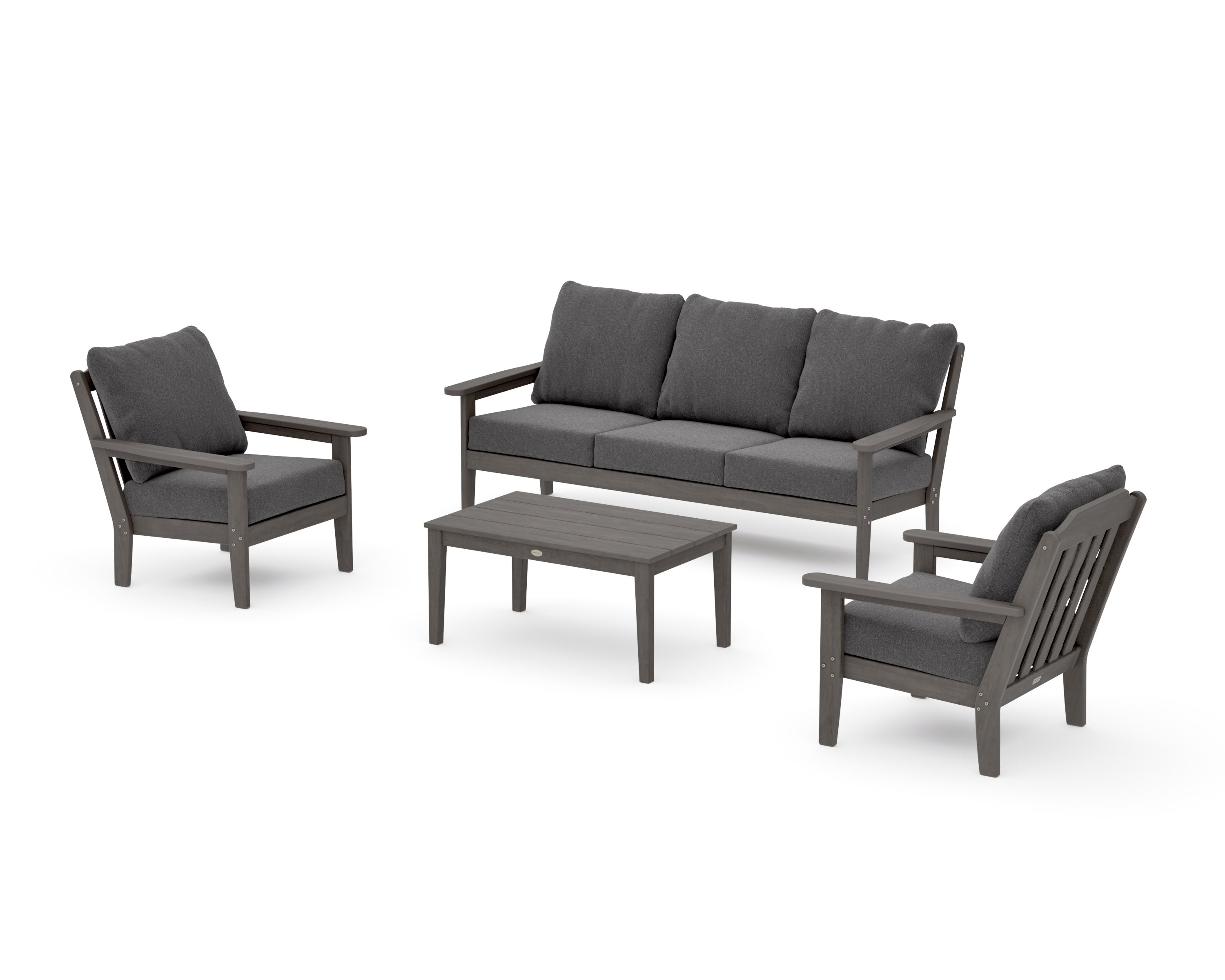 Cottage 4-Piece Deep Seating Set with Sofa in Driftwood / Ash Charcoal
