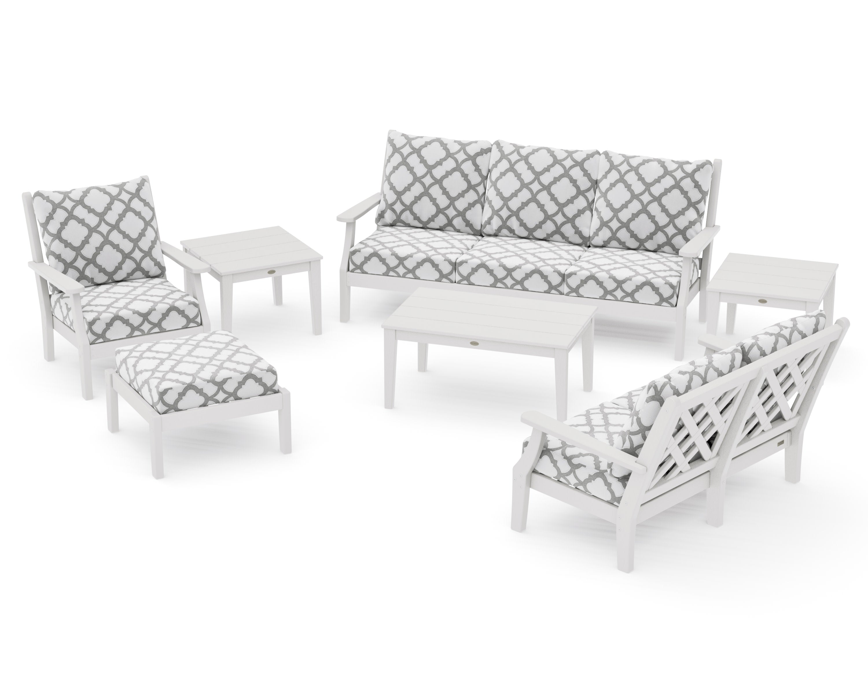 Wovendale 7-Piece Deep Seating Set in Vintage White / Trellis Grey Mist