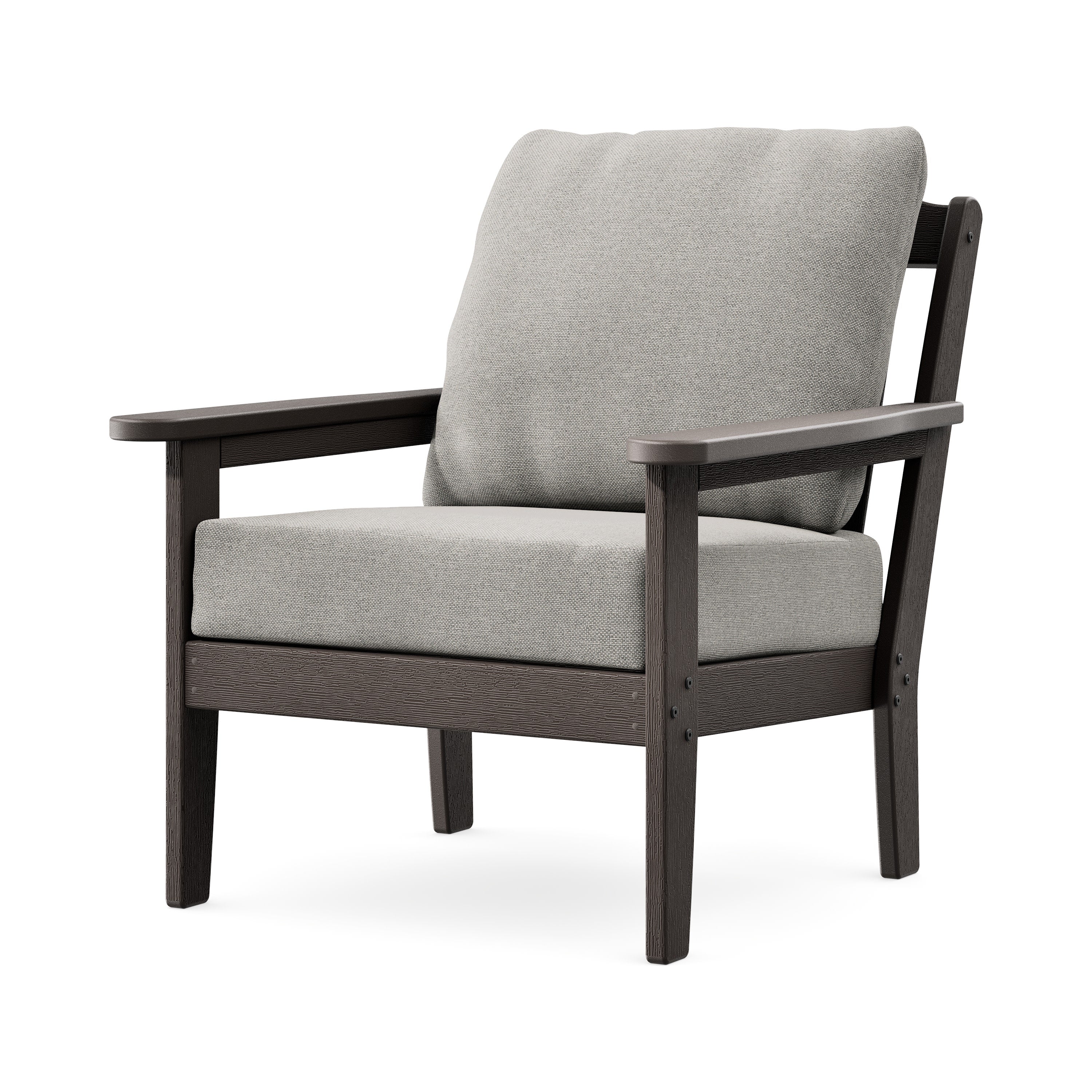 Cottage Deep Seating Chair in Vintage Coffee / Weathered Tweed