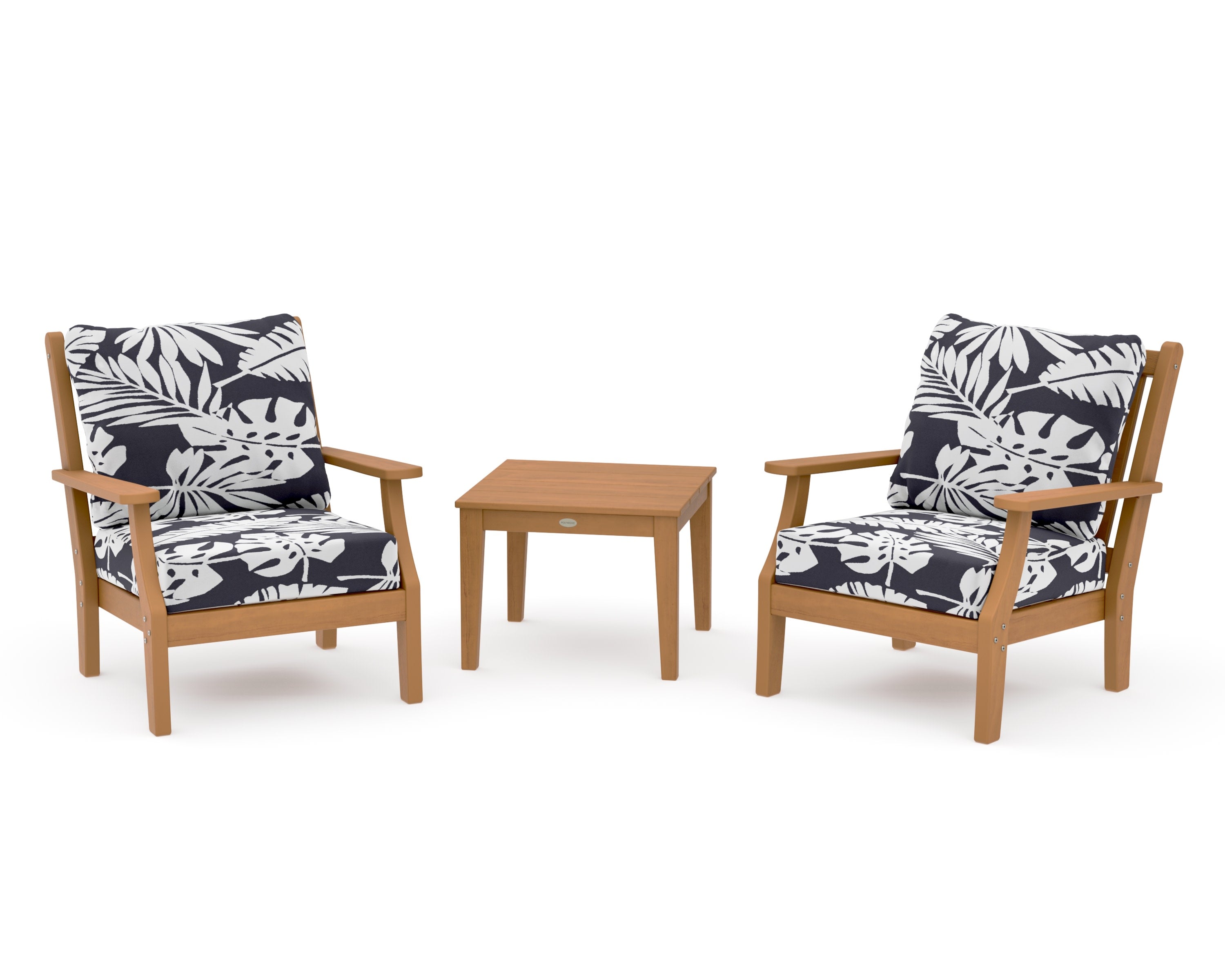 Wovendale 3-Piece Deep Seating Set in Natural / Leaf Navy