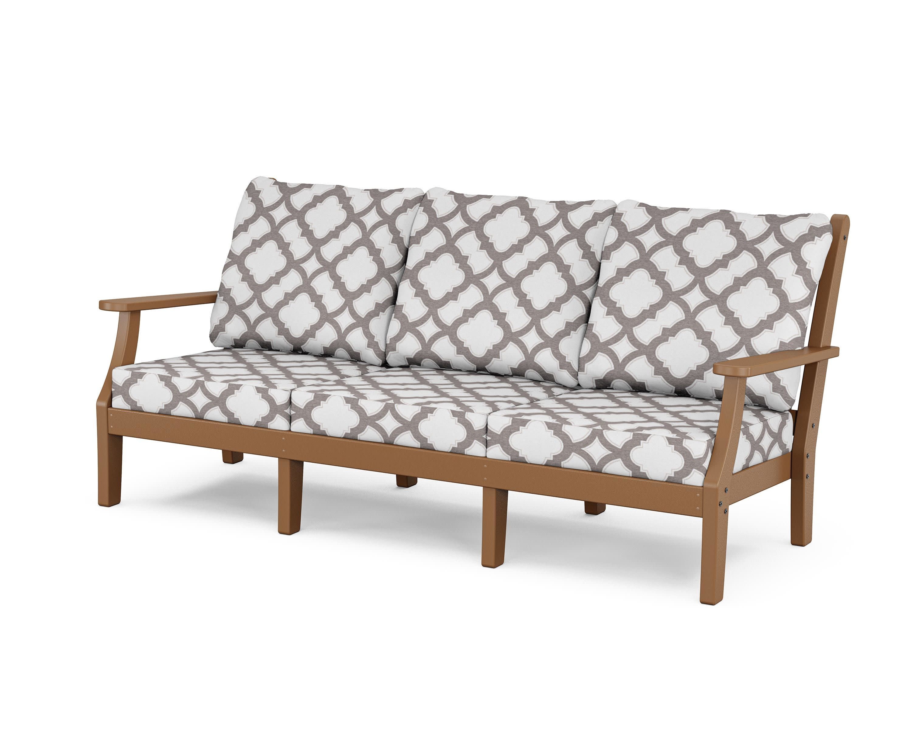 Wovendale Deep Seating Sofa in Teak / Trellis Grey Mist