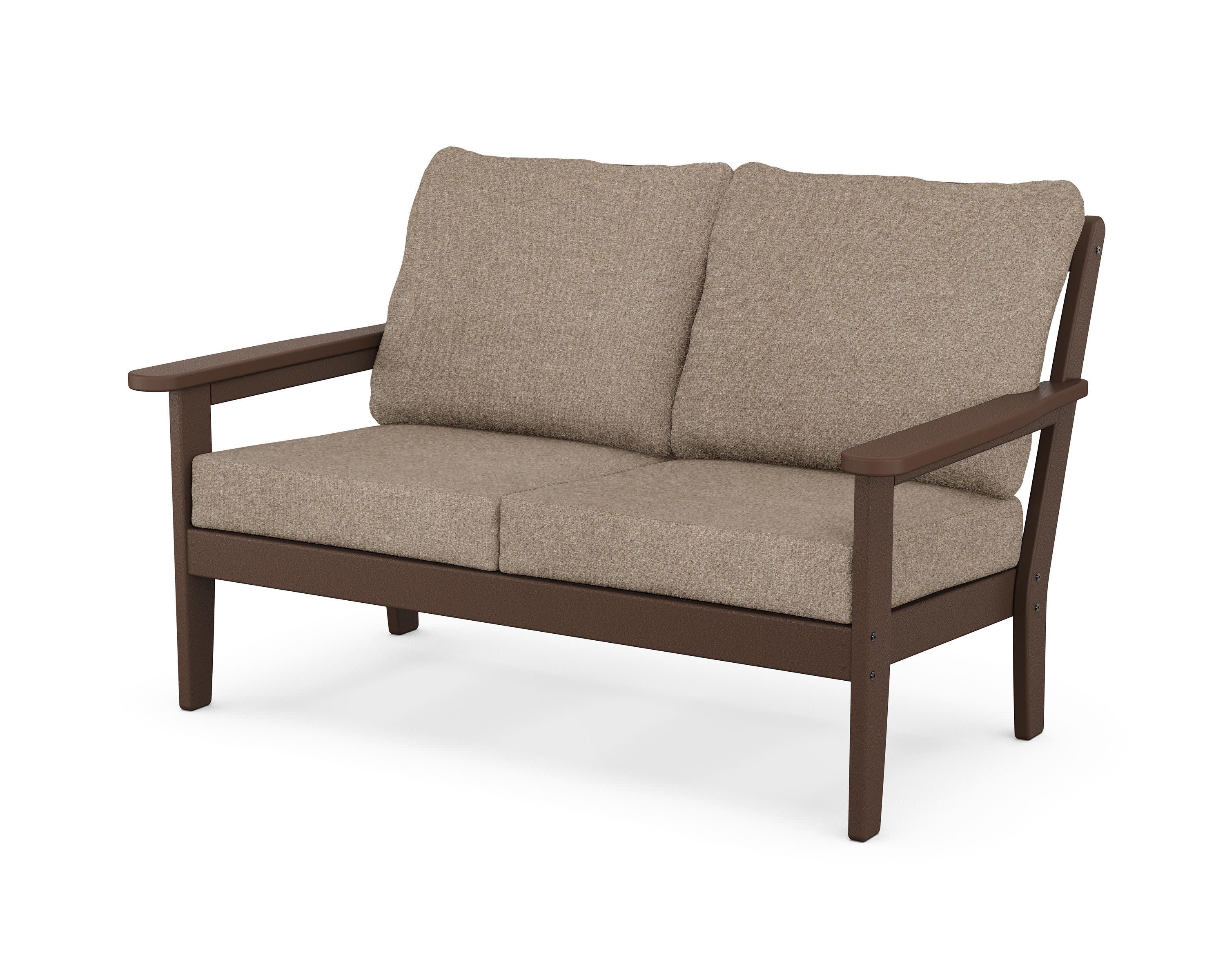 Cottage Deep Seating Loveseat in Mahogany / Spiced Burlap