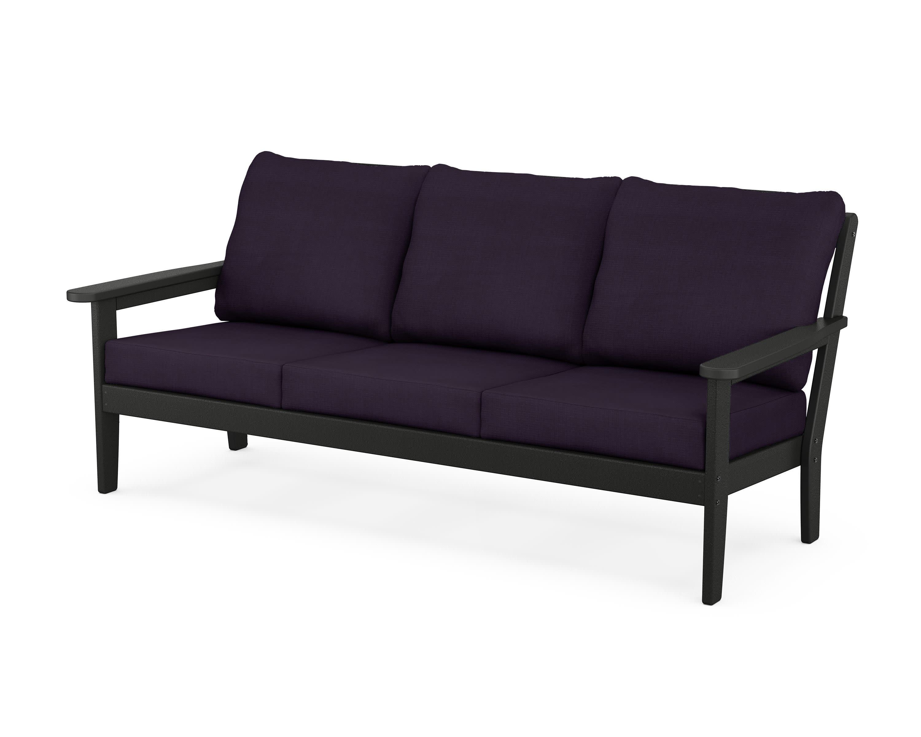 Cottage Deep Seating Sofa in Black / Navy Linen